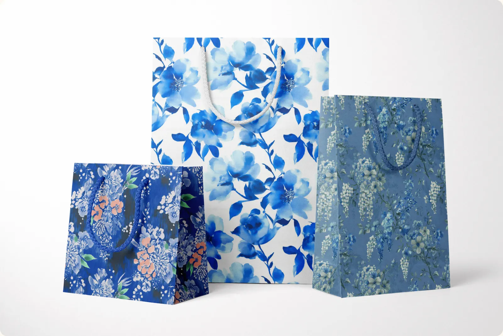 Blue flowers: A curated collection of 50 original blue flowers seamless patterns. - 12