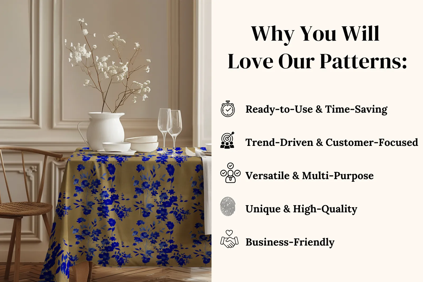Blue flowers: A curated collection of 50 original blue flowers seamless patterns. - 4