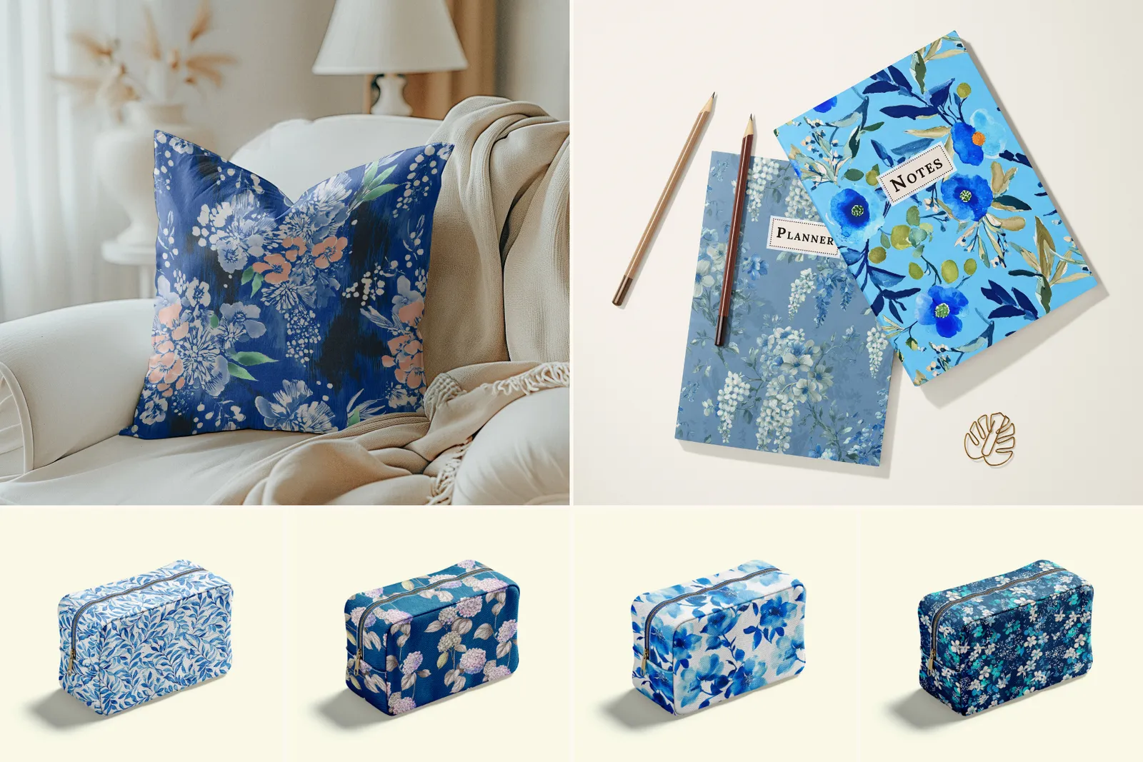 Blue flowers: A curated collection of 50 original blue flowers seamless patterns. - 5