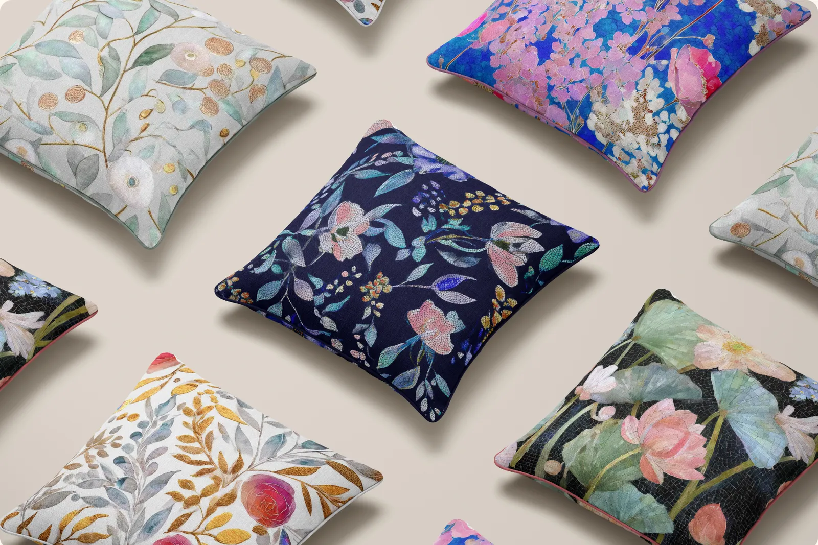 Mosaic Flowers: A curated collection of 20 original mosaic flowers seamless patterns. - 14