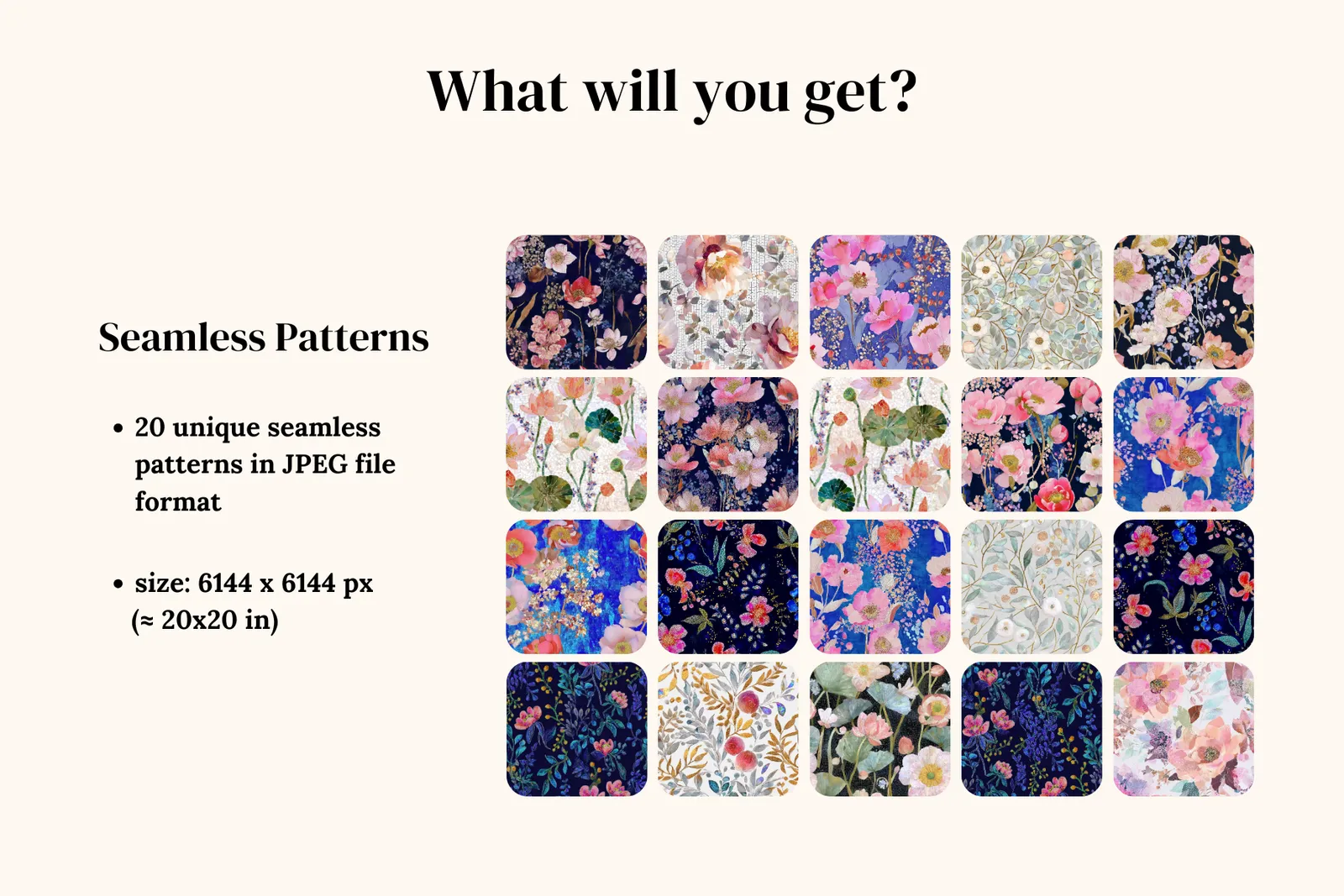 Mosaic Flowers: A curated collection of 20 original mosaic flowers seamless patterns. - 2