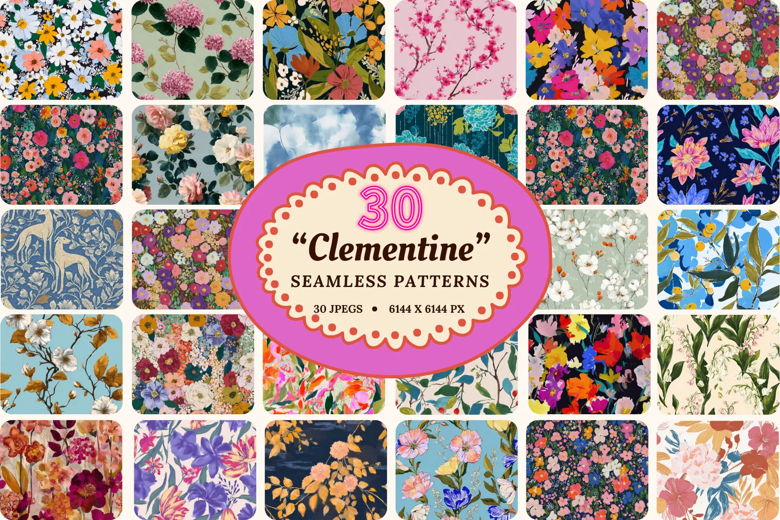 Clementine Floral Set: Beautiful floral patterns with elegant botanical designs. - image 1