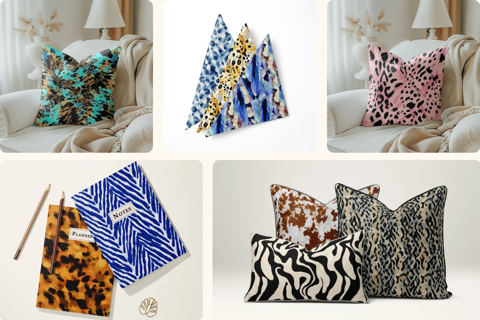 Animal Abstract Set - part 3: A bold collection of abstract animal-inspired seamless patterns with leopard, cheetah, snake, and deer prints. - 11
