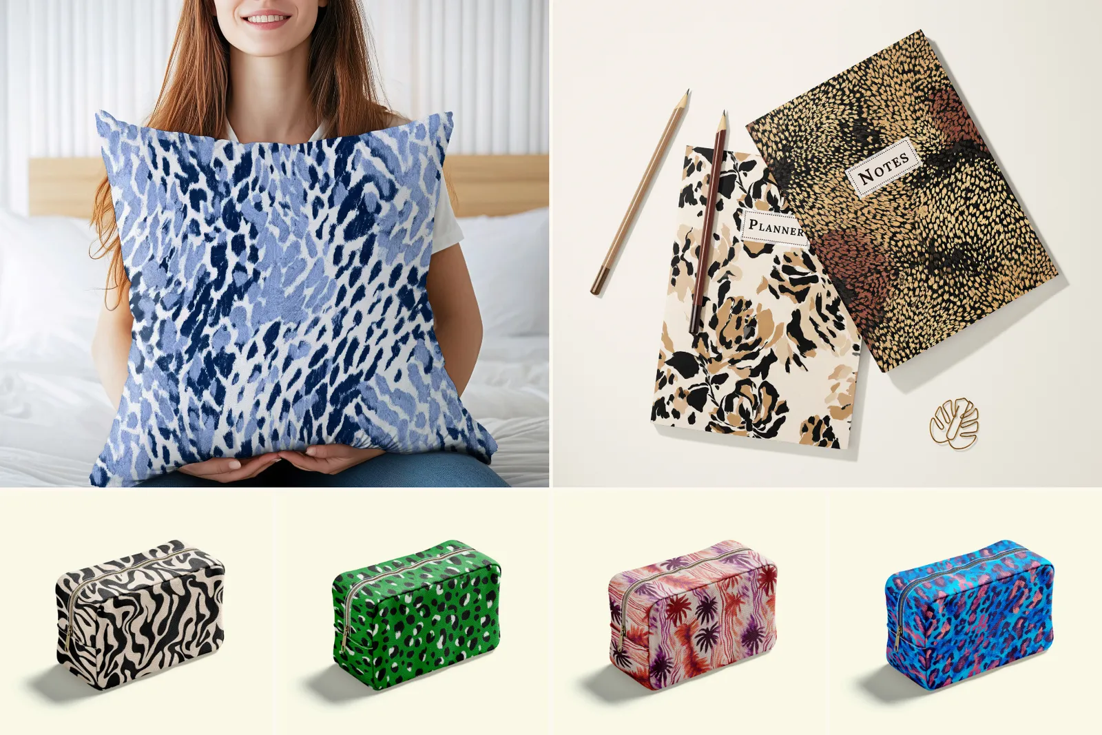 Animal Abstract Set - part 3: A bold collection of abstract animal-inspired seamless patterns with leopard, cheetah, snake, and deer prints. - 5