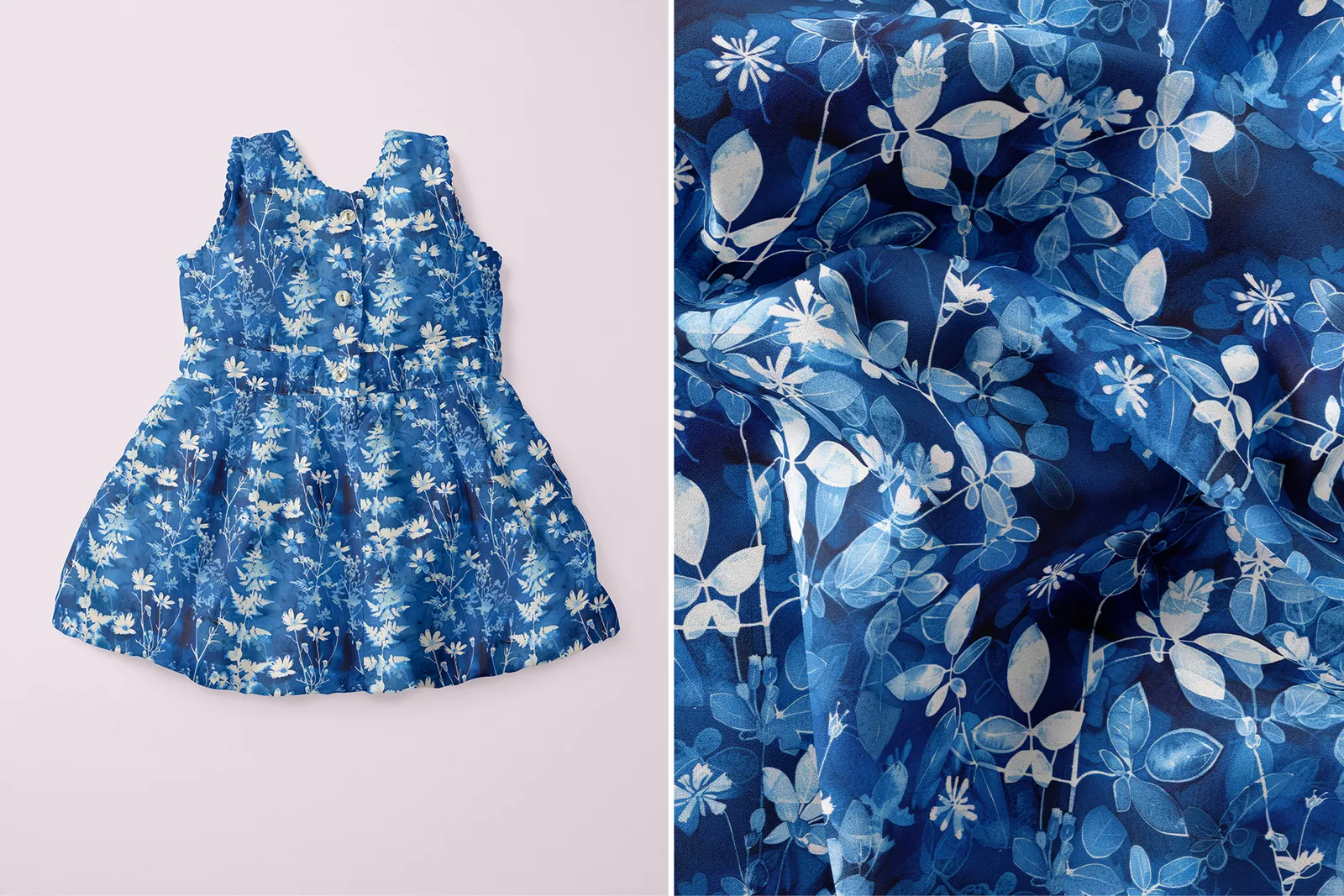 Cyanotype Floral Set - Part 3: A set of 6 original cyanotype-inspired seamless patterns in deep blue botanical tones. - 9