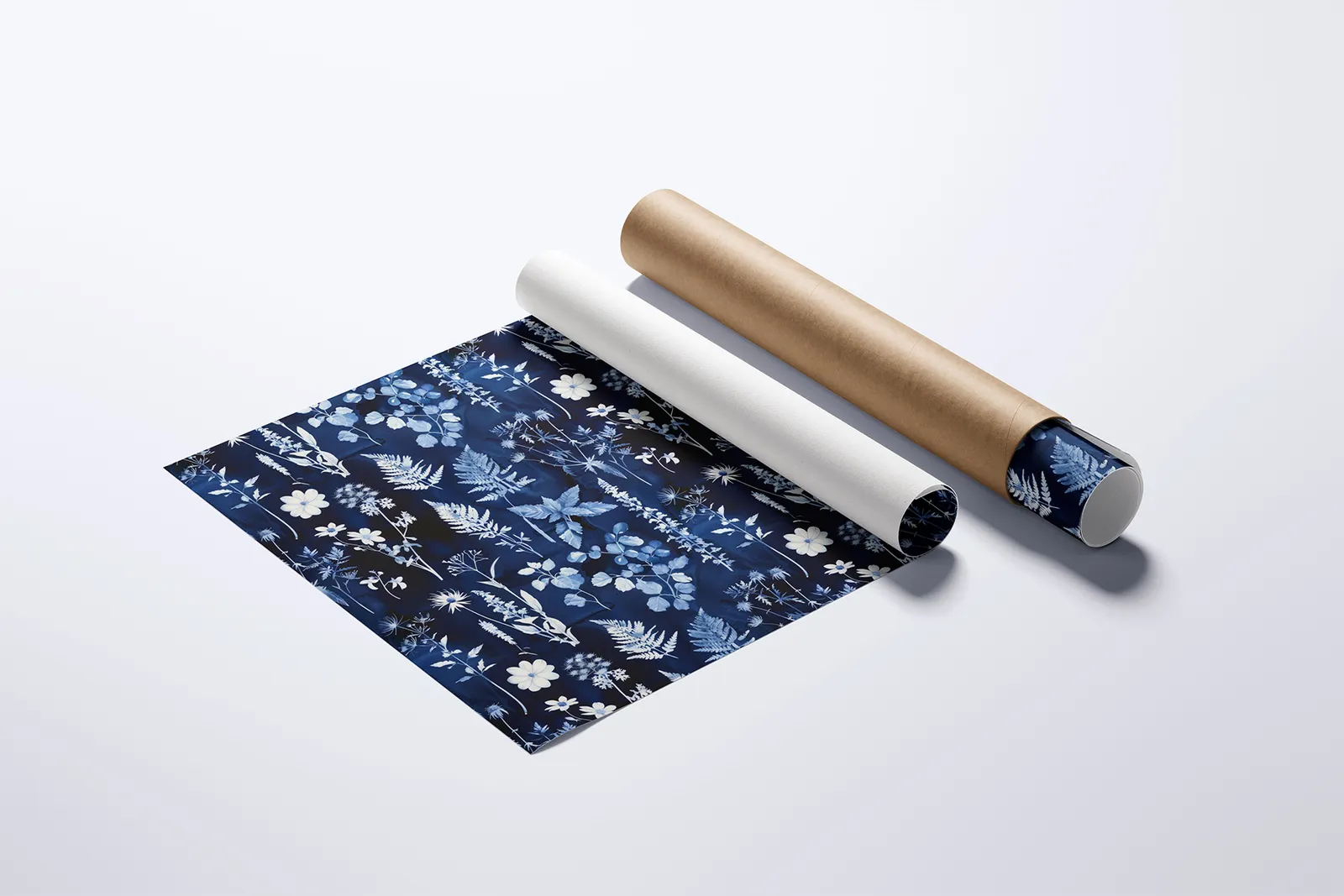 Cyanotype Floral Set - Part 3: A set of 6 original cyanotype-inspired seamless patterns in deep blue botanical tones. - 12