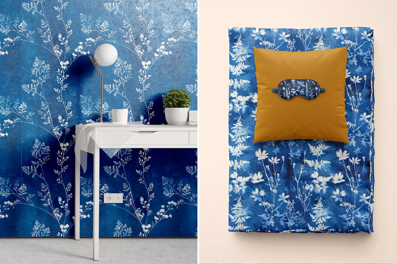 Cyanotype Floral Set - Part 3: A set of 6 original cyanotype-inspired seamless patterns in deep blue botanical tones. - 15