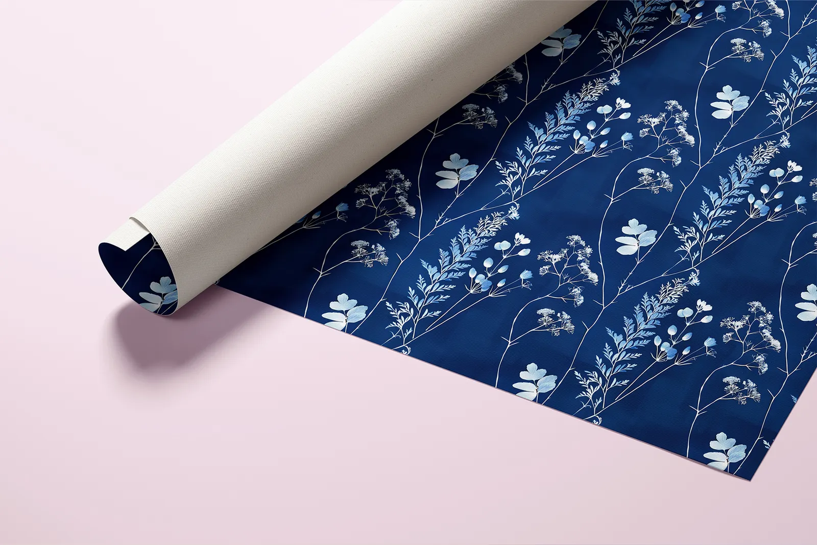 Cyanotype Floral Set - Part 3: A set of 6 original cyanotype-inspired seamless patterns in deep blue botanical tones. - 16