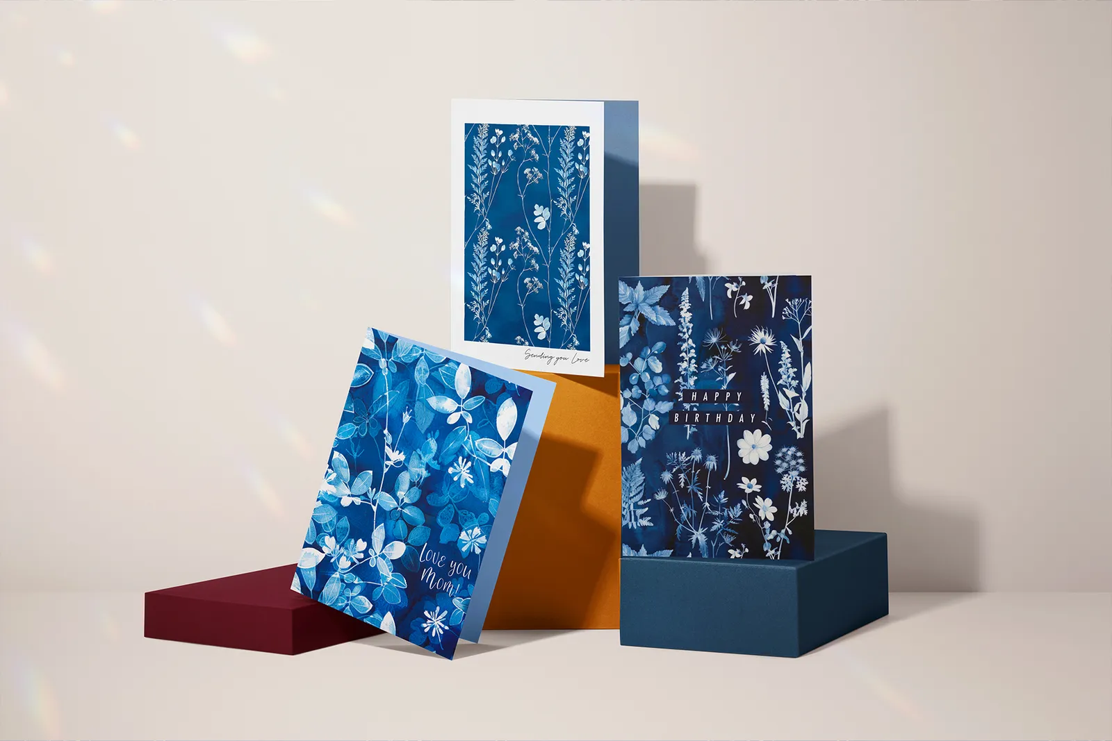 Cyanotype Floral Set - Part 3: A set of 6 original cyanotype-inspired seamless patterns in deep blue botanical tones. - 8