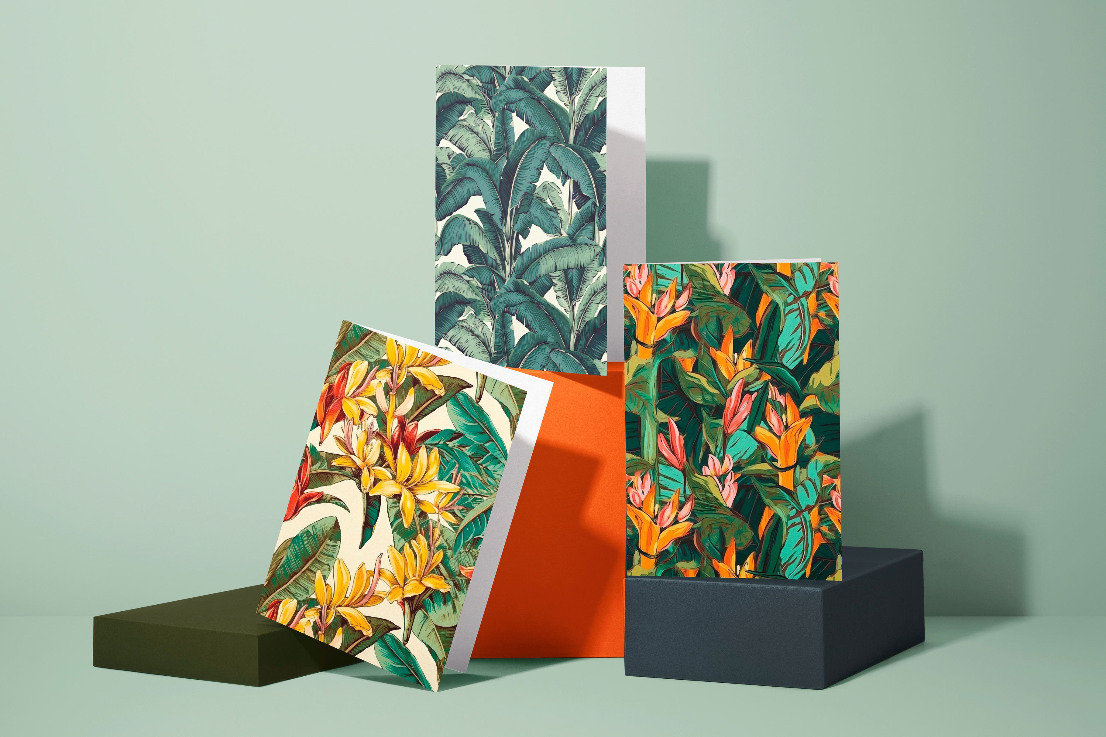 Tropical Paradise: A set of 6 lush tropical seamless patterns featuring banana leaves, bird of paradise, and exotic florals in rich greens and warm botanical tones. - 14