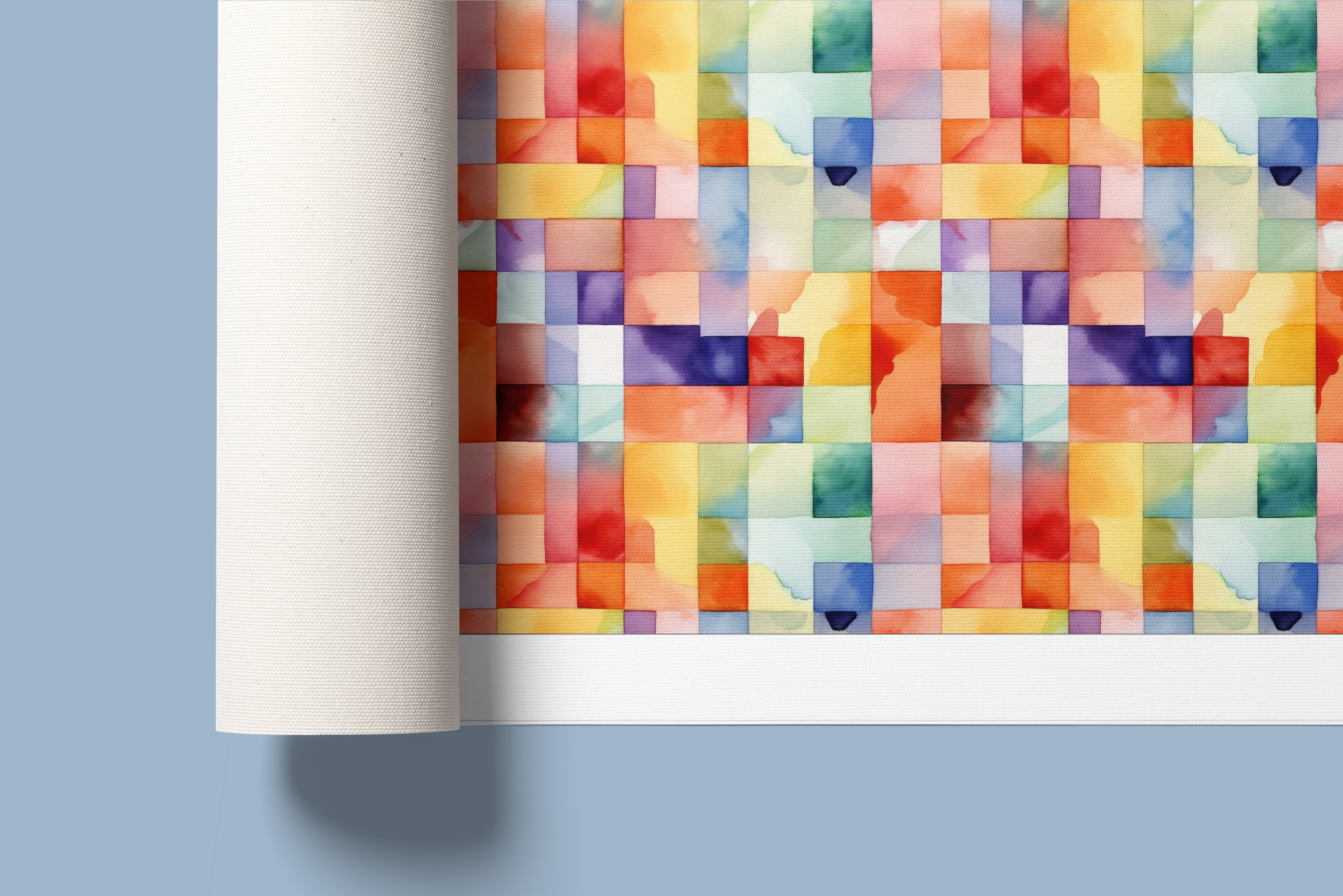 Geometric Mosaic: A set of 7 colorful geometric seamless patterns built from painterly mosaic blocks and angular shapes in vibrant jewel tones and soft pastels. - 3