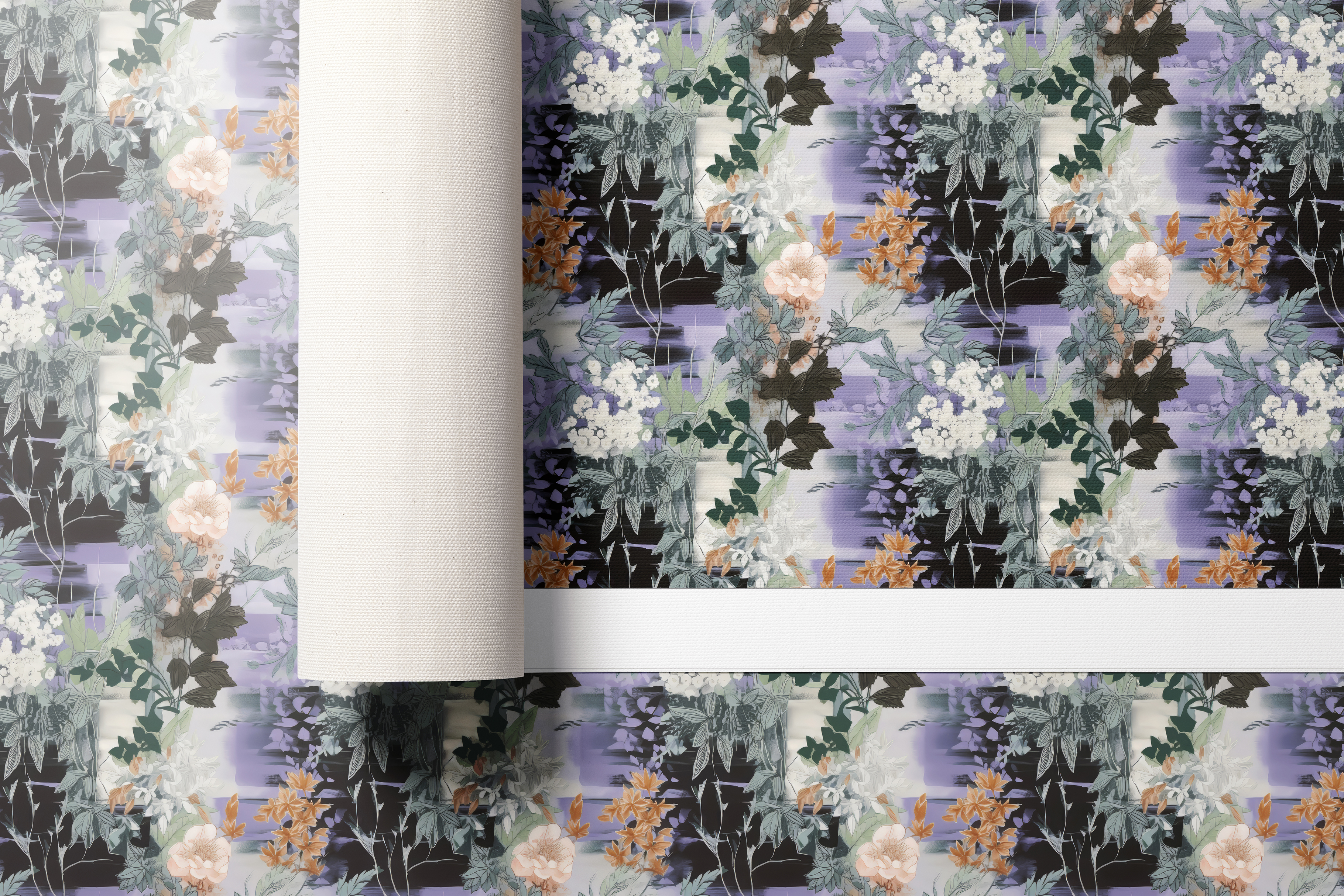 Floral Collage Set: A maximalist collection of 10 seamless floral collage patterns in moody jewel tones with gilded gold accents. - 13