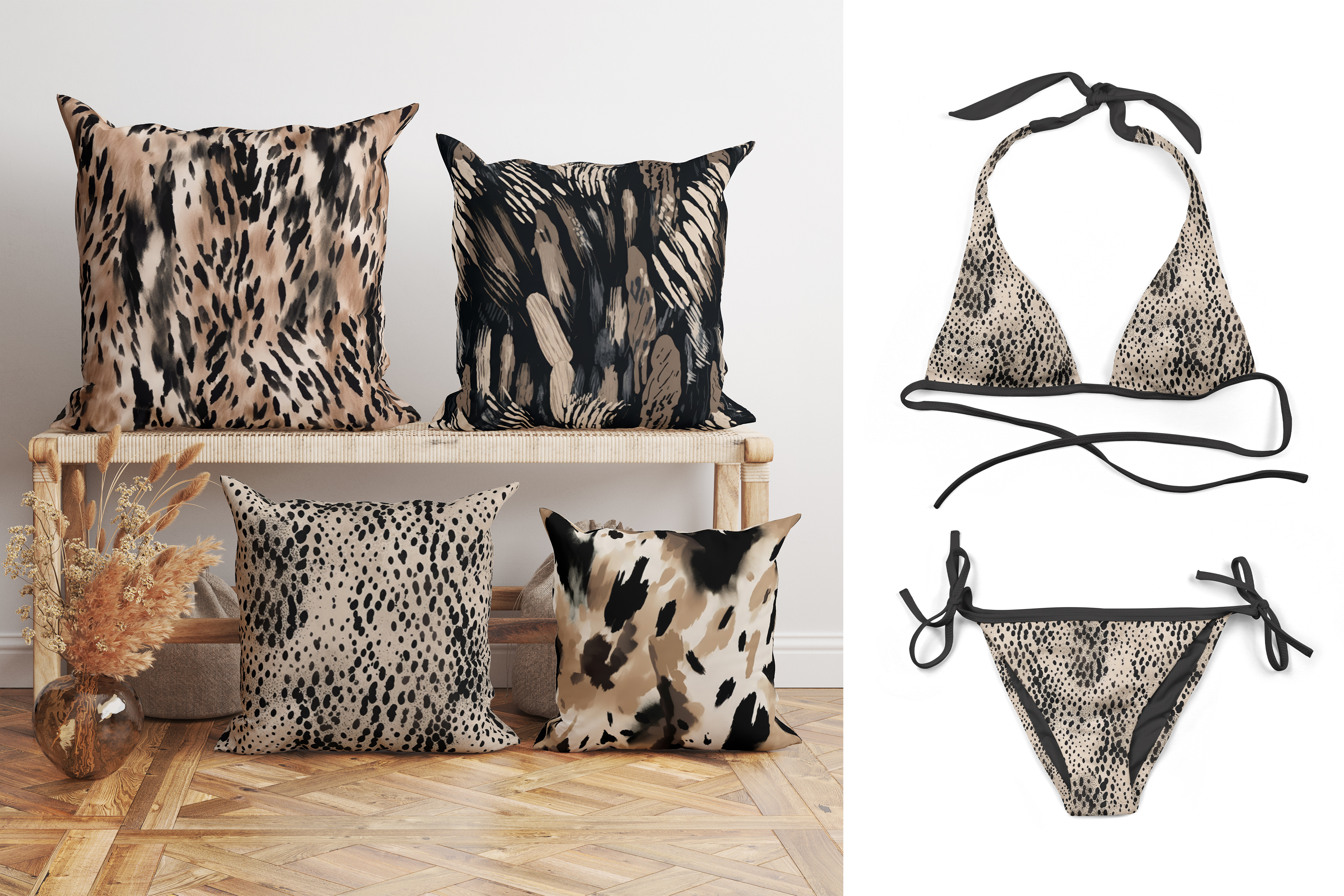 Animal Abstract Set - part 2: A neutral, modern collection of 16 abstract animal print seamless patterns: leopard, cheetah, cowhide, zebra, snake skin, and more, in a timeless palette of cre - 5