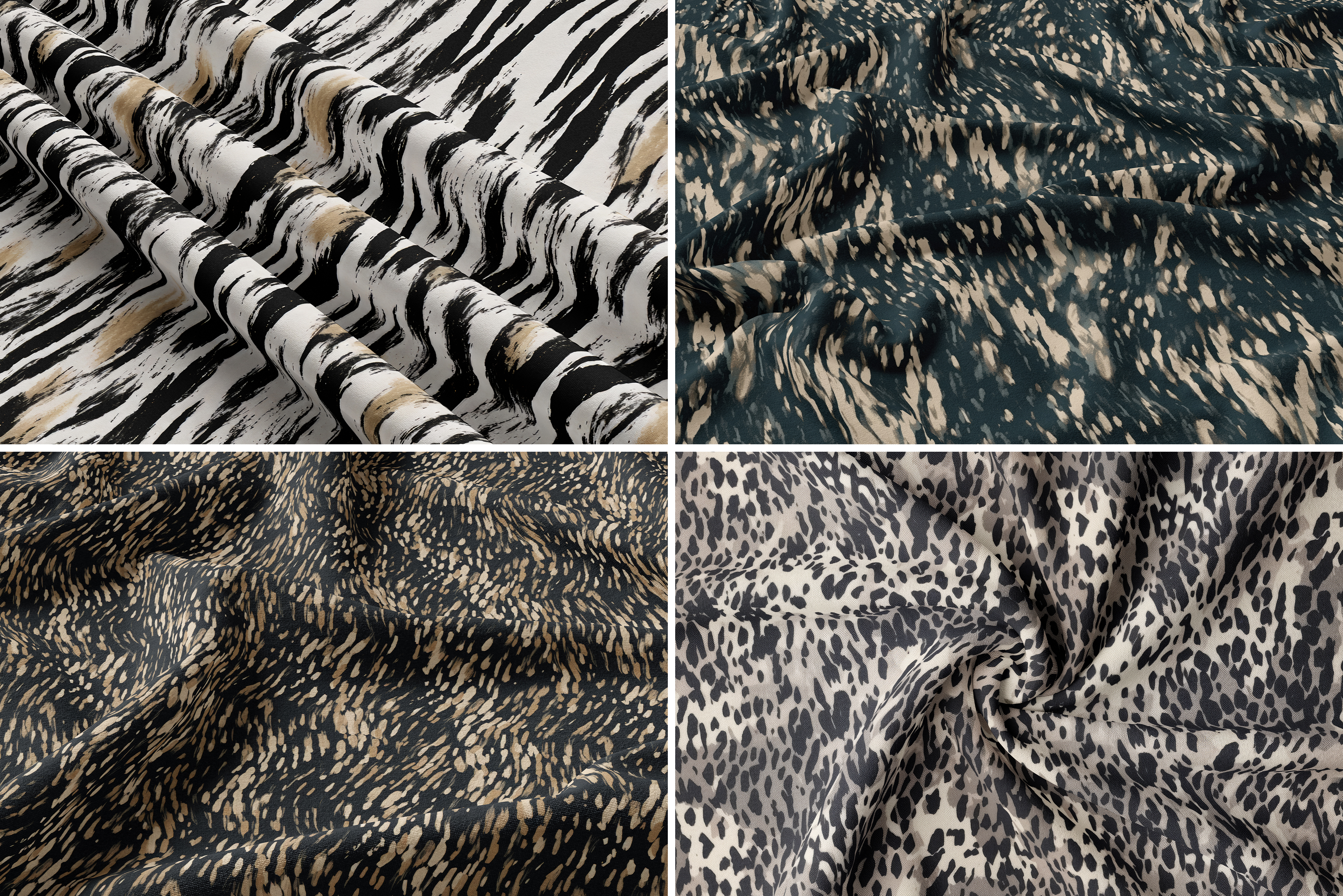 Animal Abstract Set - part 2: A neutral, modern collection of 16 abstract animal print seamless patterns: leopard, cheetah, cowhide, zebra, snake skin, and more, in a timeless palette of cre - 6