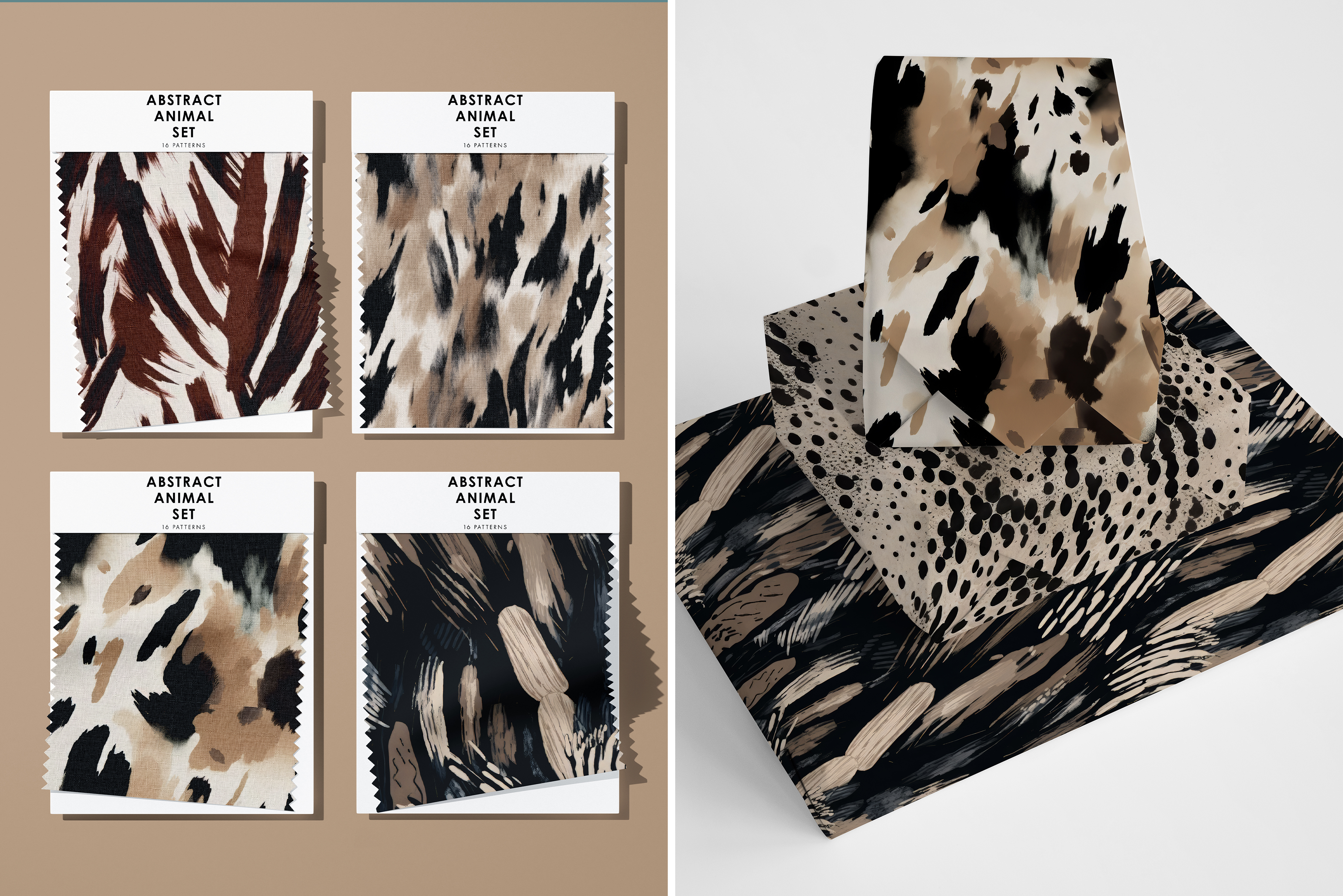 Animal Abstract Set - part 2: A neutral, modern collection of 16 abstract animal print seamless patterns: leopard, cheetah, cowhide, zebra, snake skin, and more, in a timeless palette of cre - 11