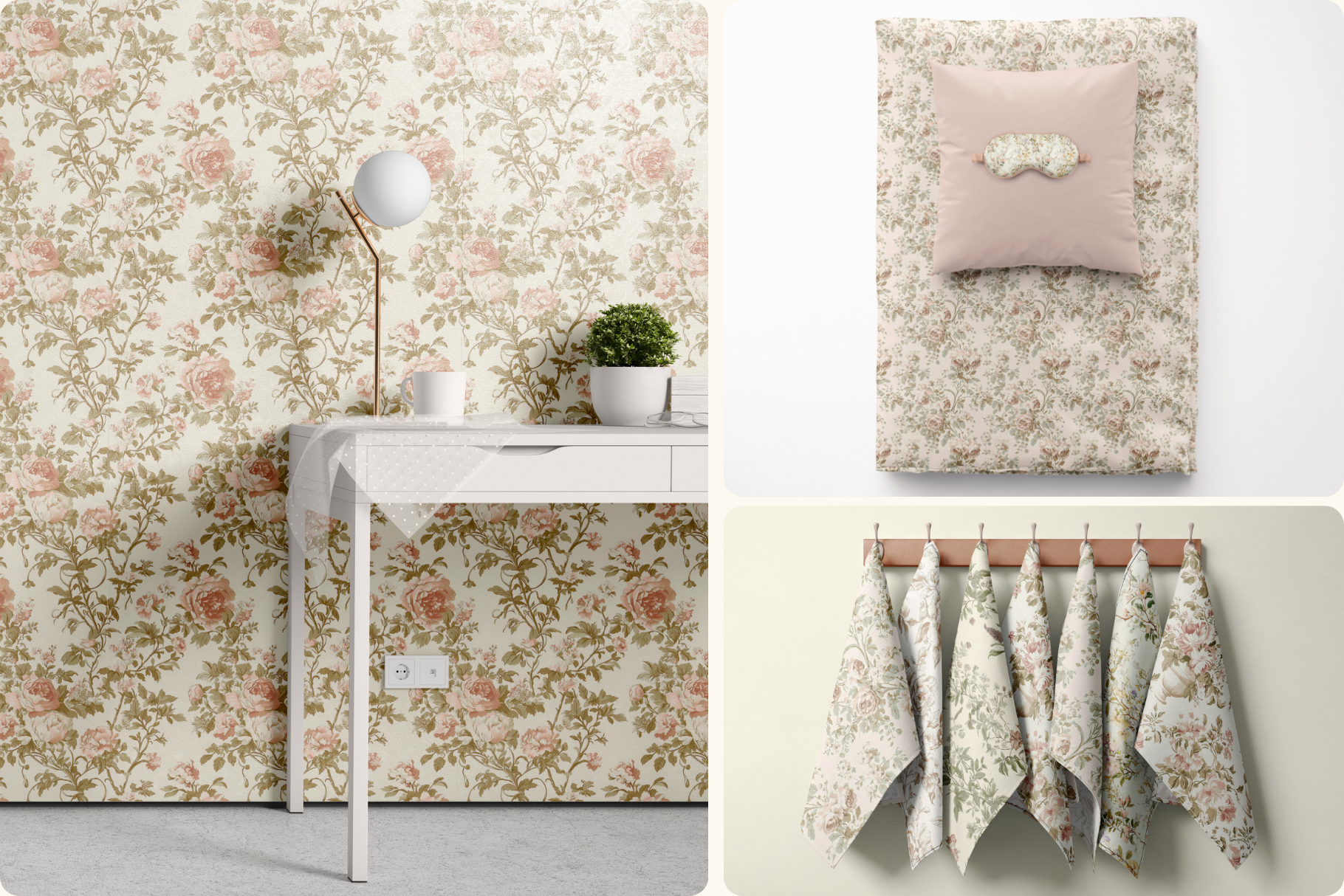 Elegant Beige Botanical Set: A soft, neutral collection of 6 elegant beige botanical seamless patterns in a vintage, antique-inspired style. - 10