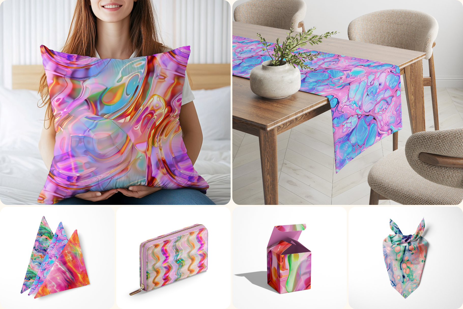 Liquid Ink Set: A curated collection of 8 original liquid ink set seamless patterns. - 8
