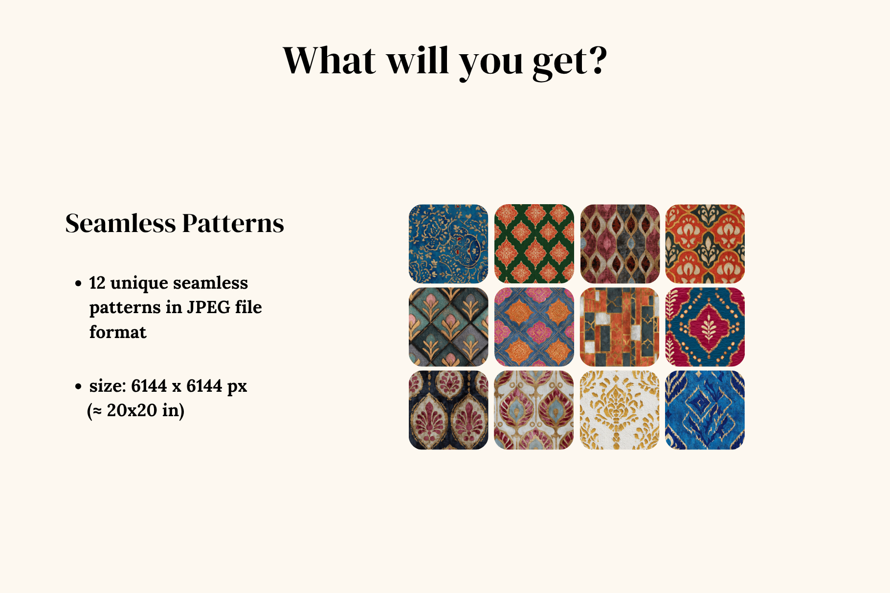 Indian Block Print Set: A curated collection of 12 original indian block print set seamless patterns. - 2