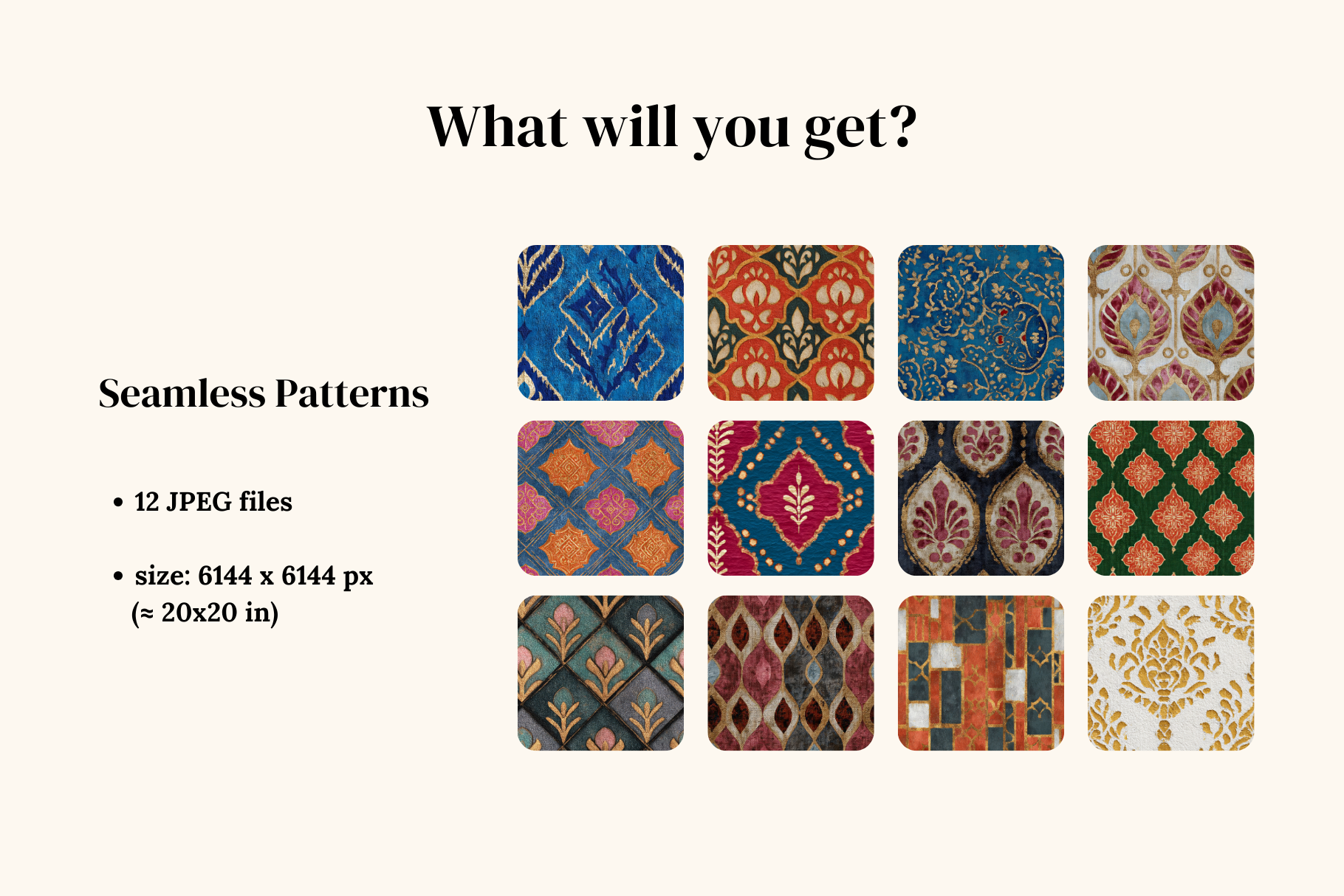 Indian Block Print Set: A curated collection of 12 original indian block print set seamless patterns. - 5