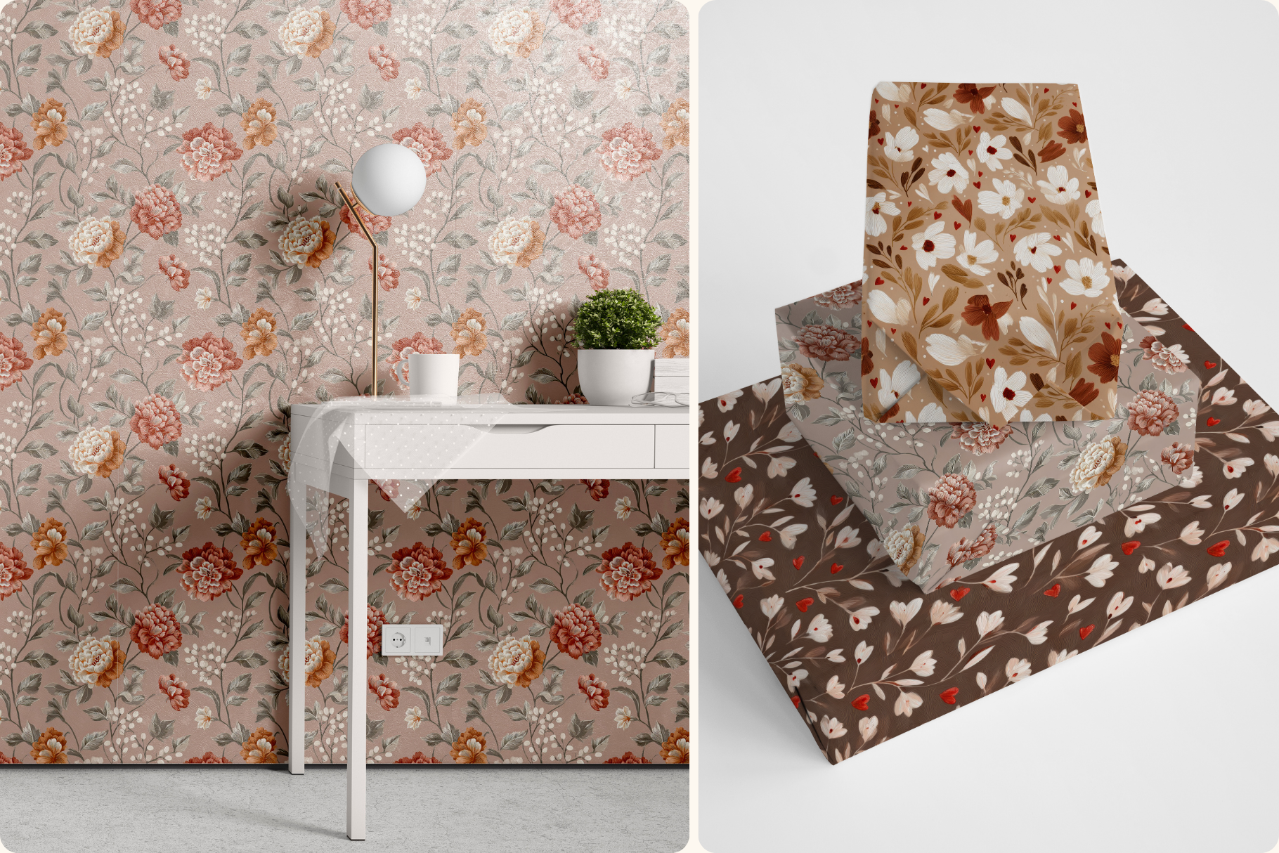Ditsy Florals Mocha Mousse: A curated collection of 10 original ditsy florals mocha mousse seamless patterns. - 10
