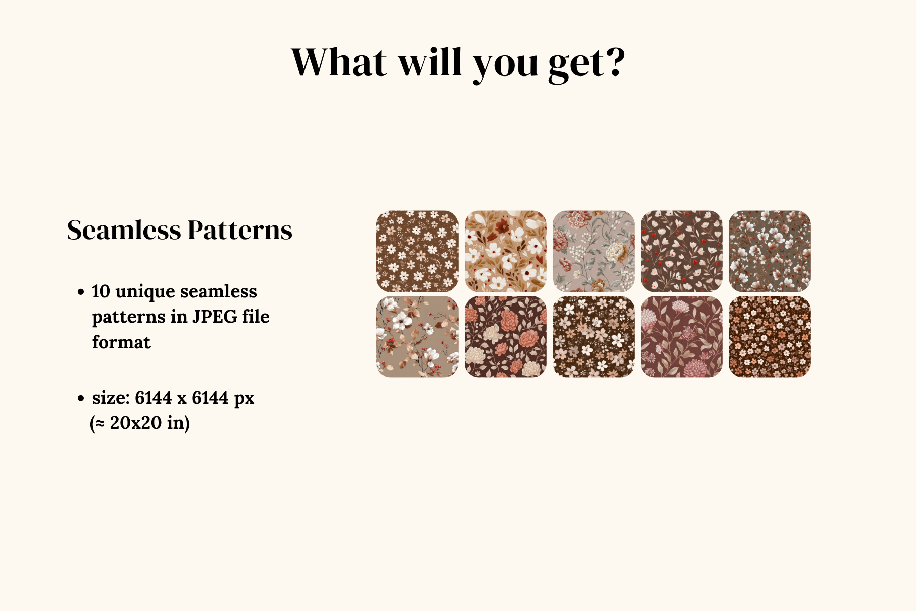 Ditsy Florals Mocha Mousse: A curated collection of 10 original ditsy florals mocha mousse seamless patterns. - 2