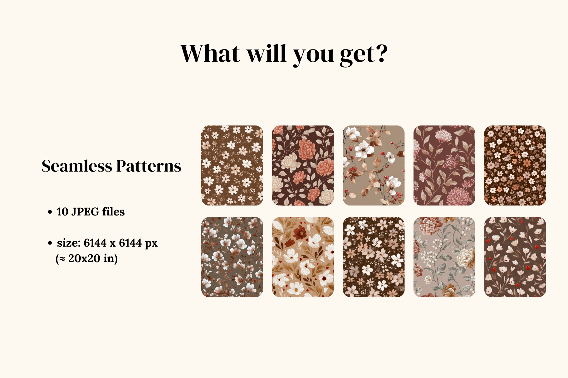 Ditsy Florals Mocha Mousse: A curated collection of 10 original ditsy florals mocha mousse seamless patterns. - 5