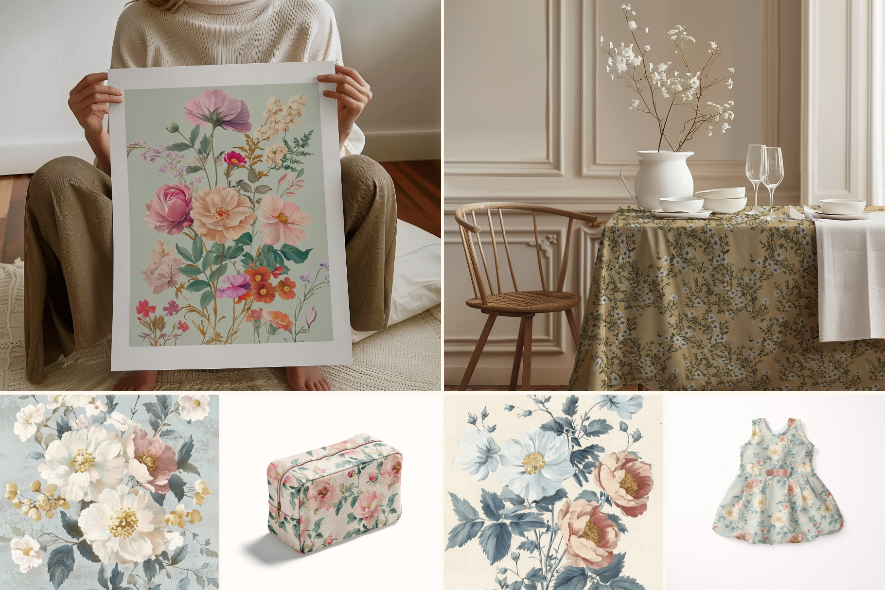 French Antique Patterns & Prints: A curated collection of 8 original french antique patterns & prints seamless patterns. - 8