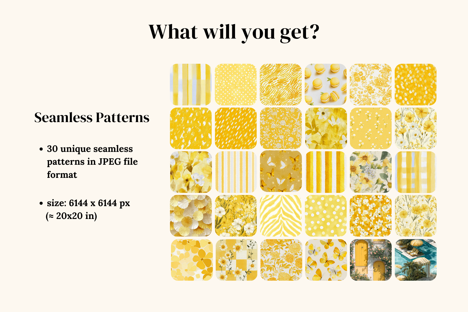Butter Yellow Patterns: A curated collection of 30 original butter yellow patterns seamless patterns. - 2