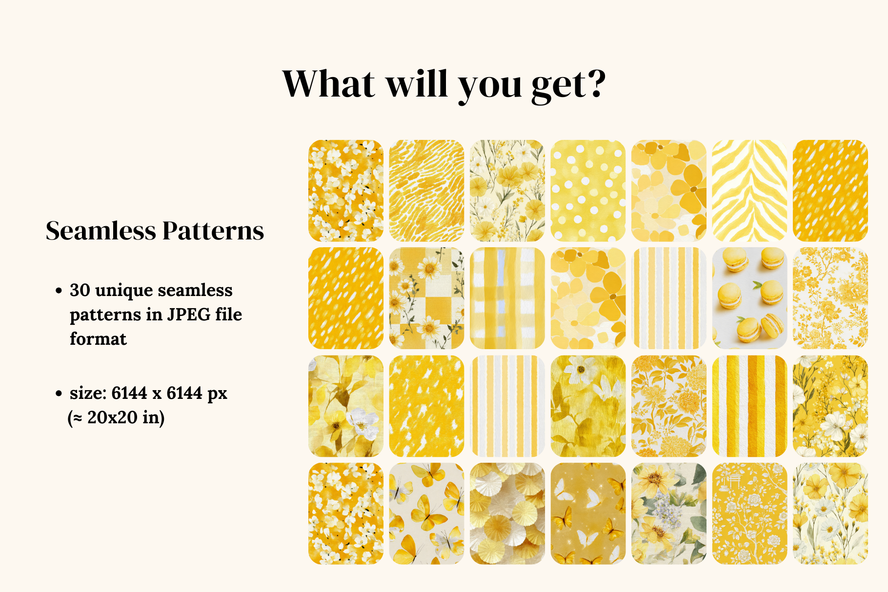 Butter Yellow Patterns: A curated collection of 30 original butter yellow patterns seamless patterns. - 5