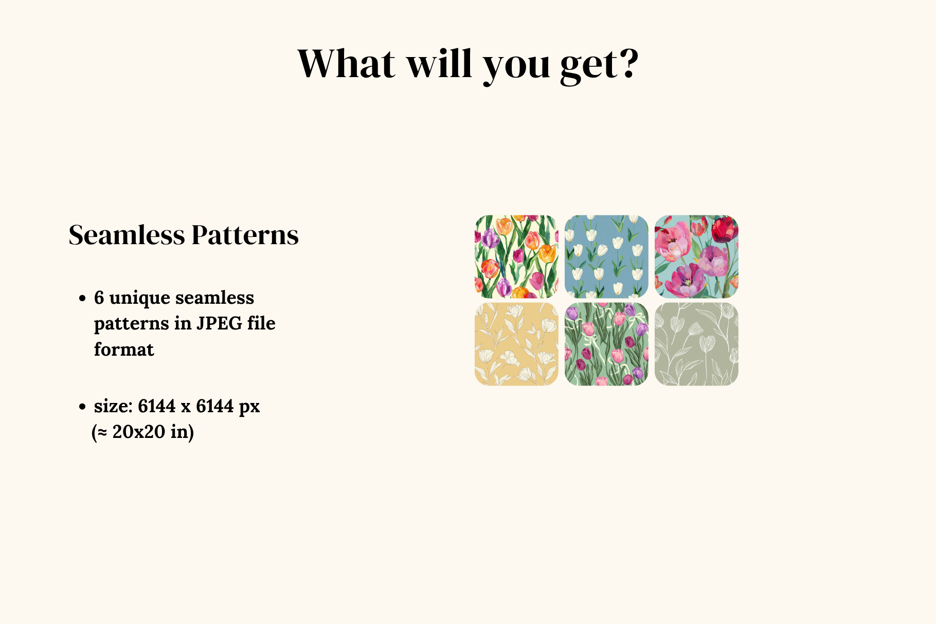 Tulips Set: A curated collection of 6 original tulips set seamless patterns. - 2