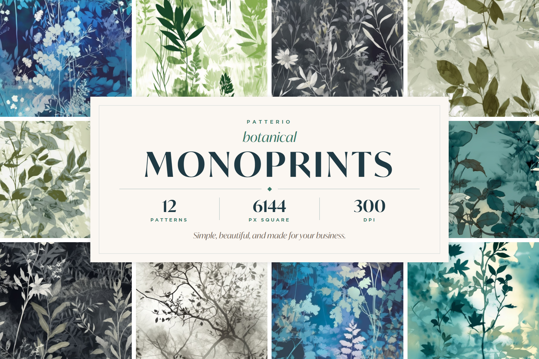 Botanical Monoprints - Blue & Green