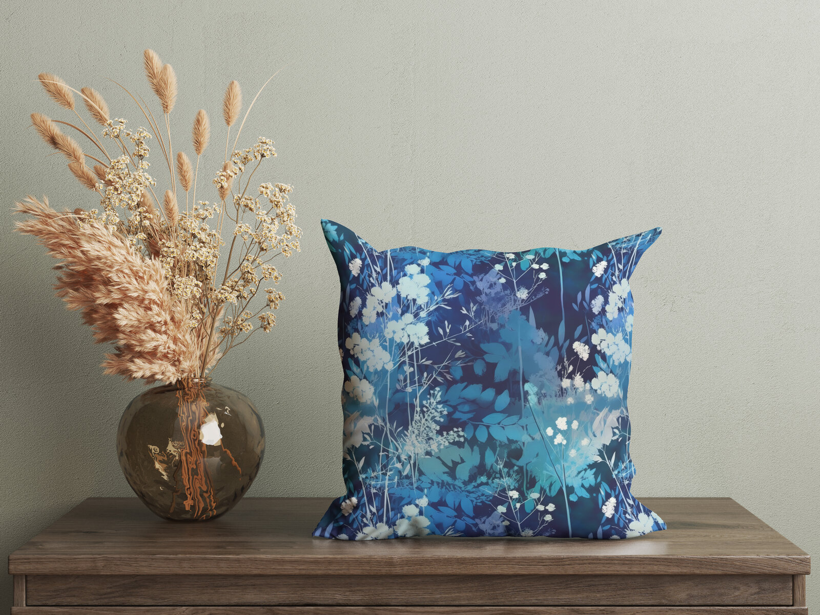 Botanical Monoprints - Blue & Green: A curated collection of 12 original botanical monoprints - blue & green seamless patterns. - 7