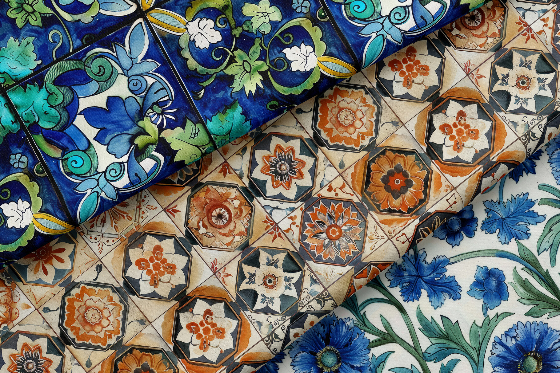 Vintage Tile Osman Set: A curated collection of 12 original vintage tile osman set seamless patterns. - 16