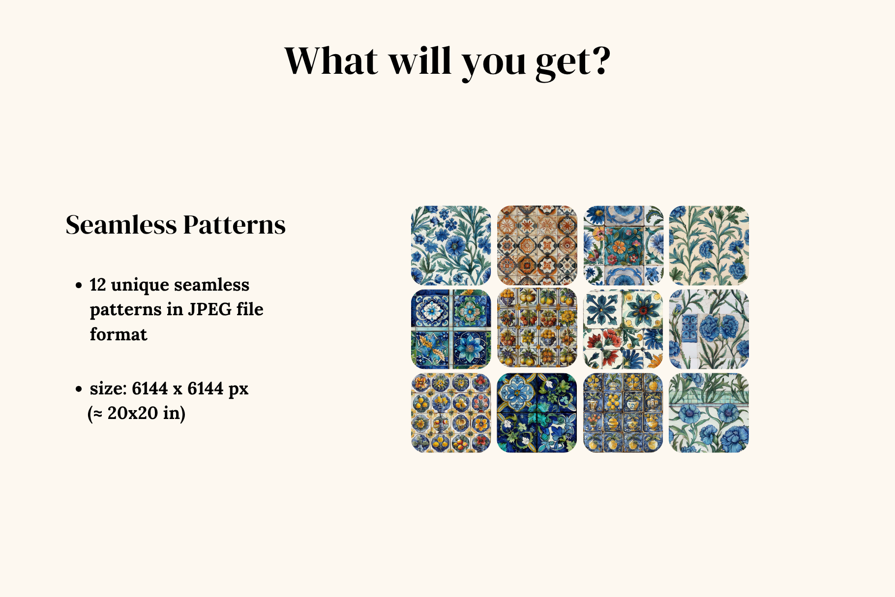 Vintage Tile Osman Set: A curated collection of 12 original vintage tile osman set seamless patterns. - 2