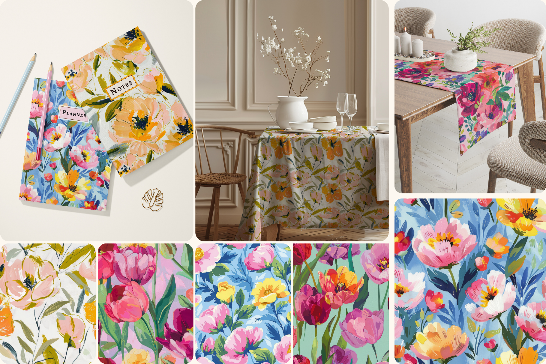 Spring Blooming Flowers: A curated collection of 8 original spring blooming flowers seamless patterns. - 11