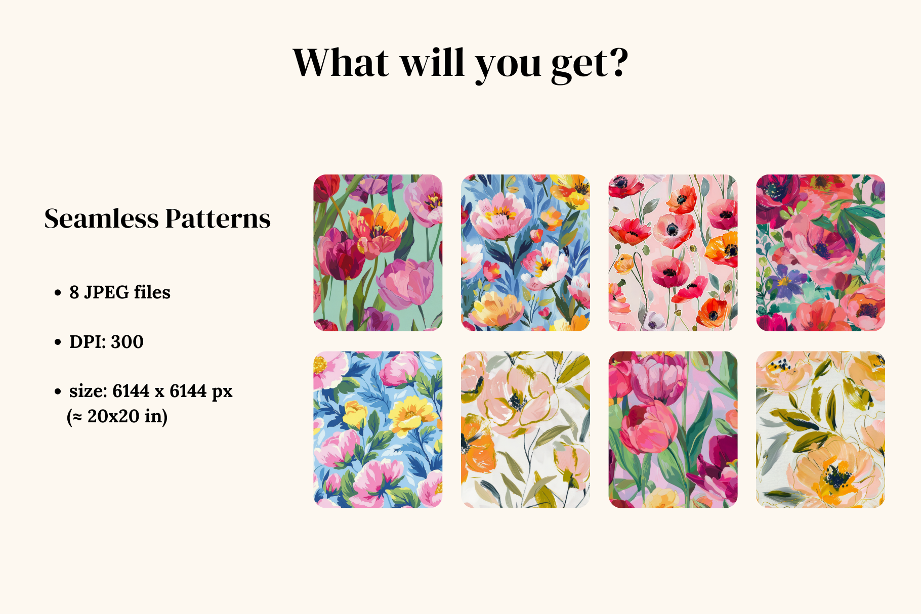 Spring Blooming Flowers: A curated collection of 8 original spring blooming flowers seamless patterns. - 5
