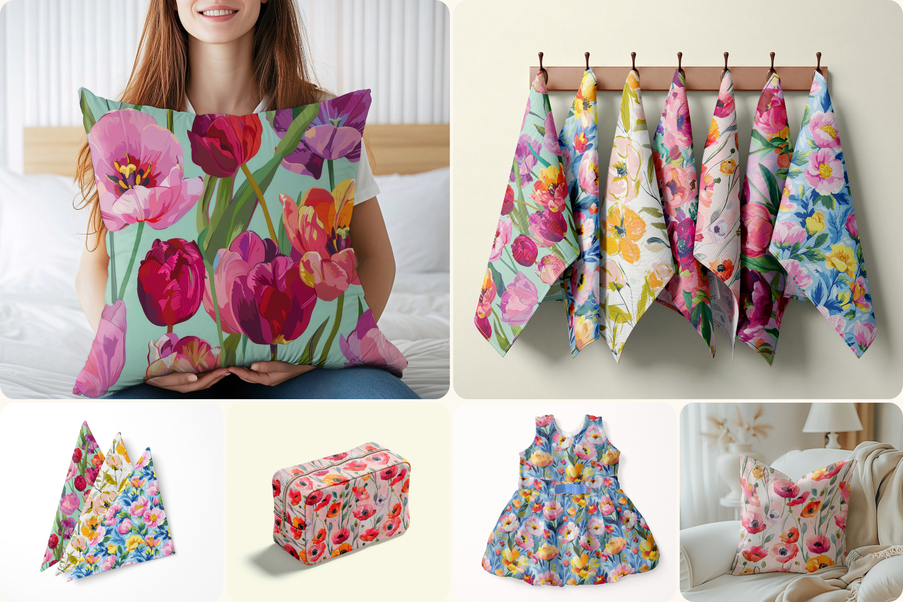 Spring Blooming Flowers: A curated collection of 8 original spring blooming flowers seamless patterns. - 9