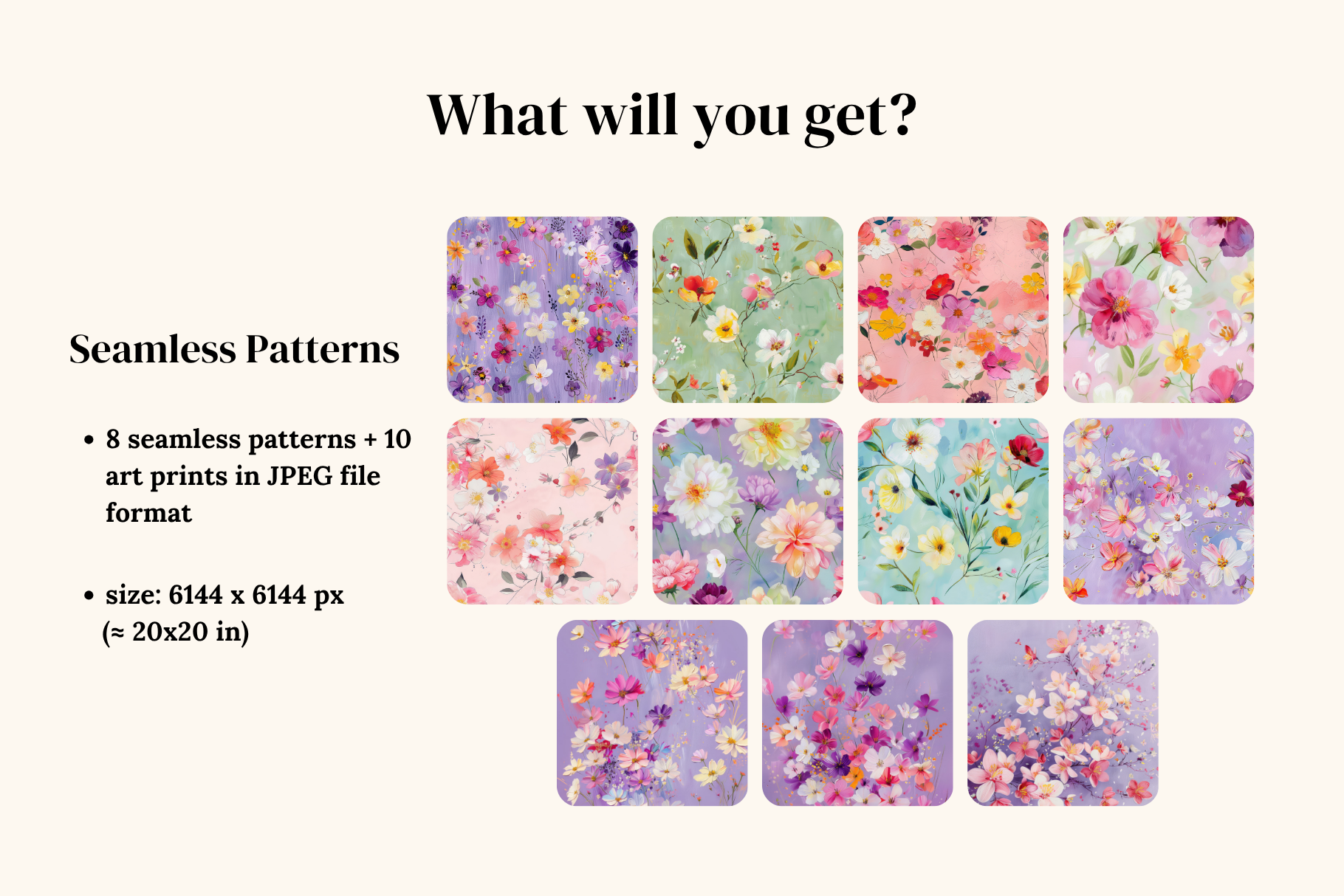 Blooming Joy Set: A curated collection of 8 original blooming joy set seamless patterns. - 2
