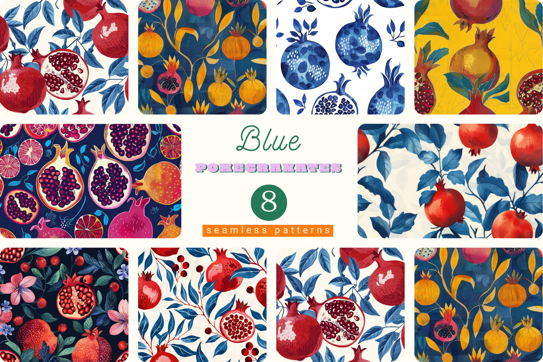 Blue Pomegranates Set