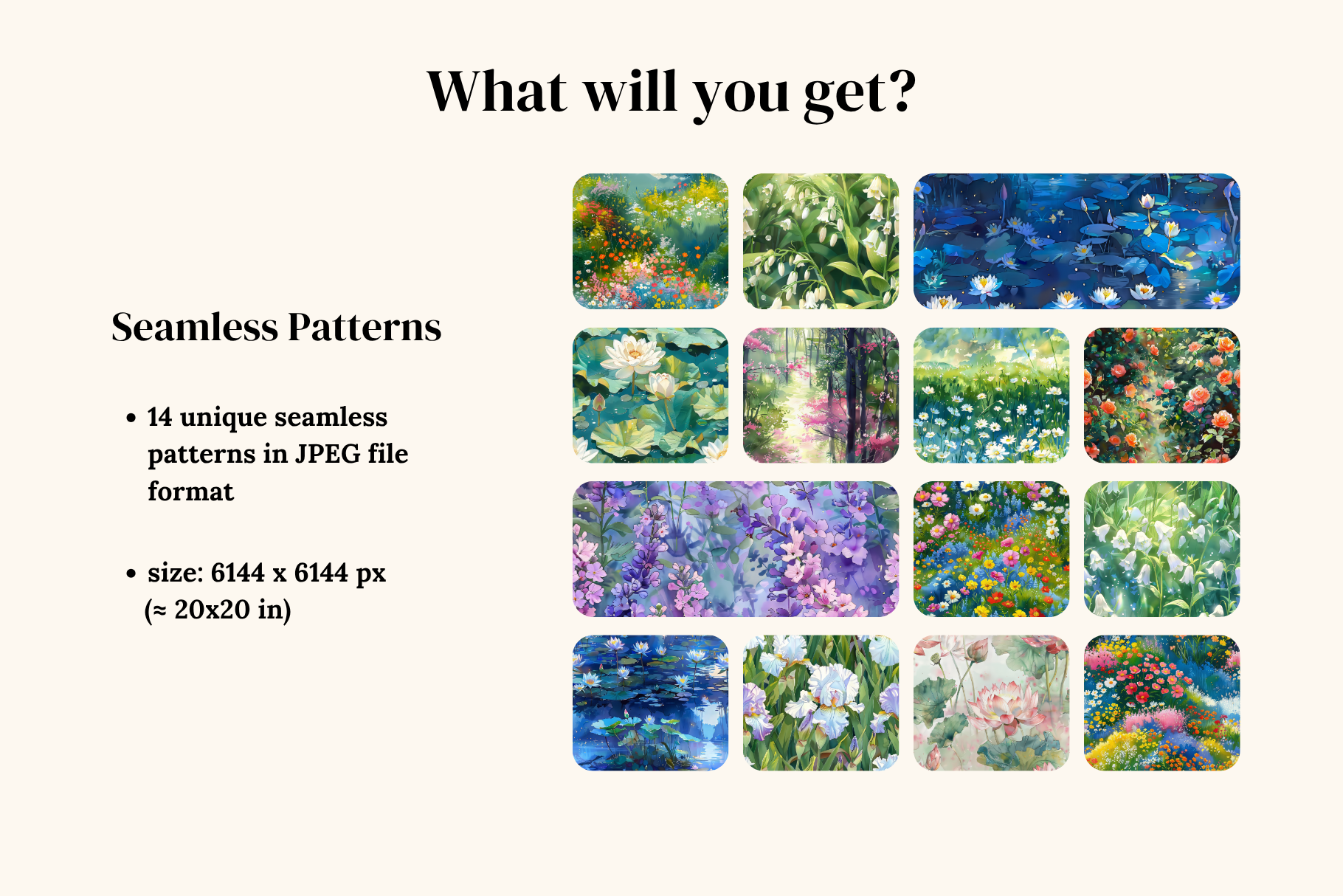 Dreamy Garden Set: A curated collection of 14 original dreamy garden set seamless patterns. - 2