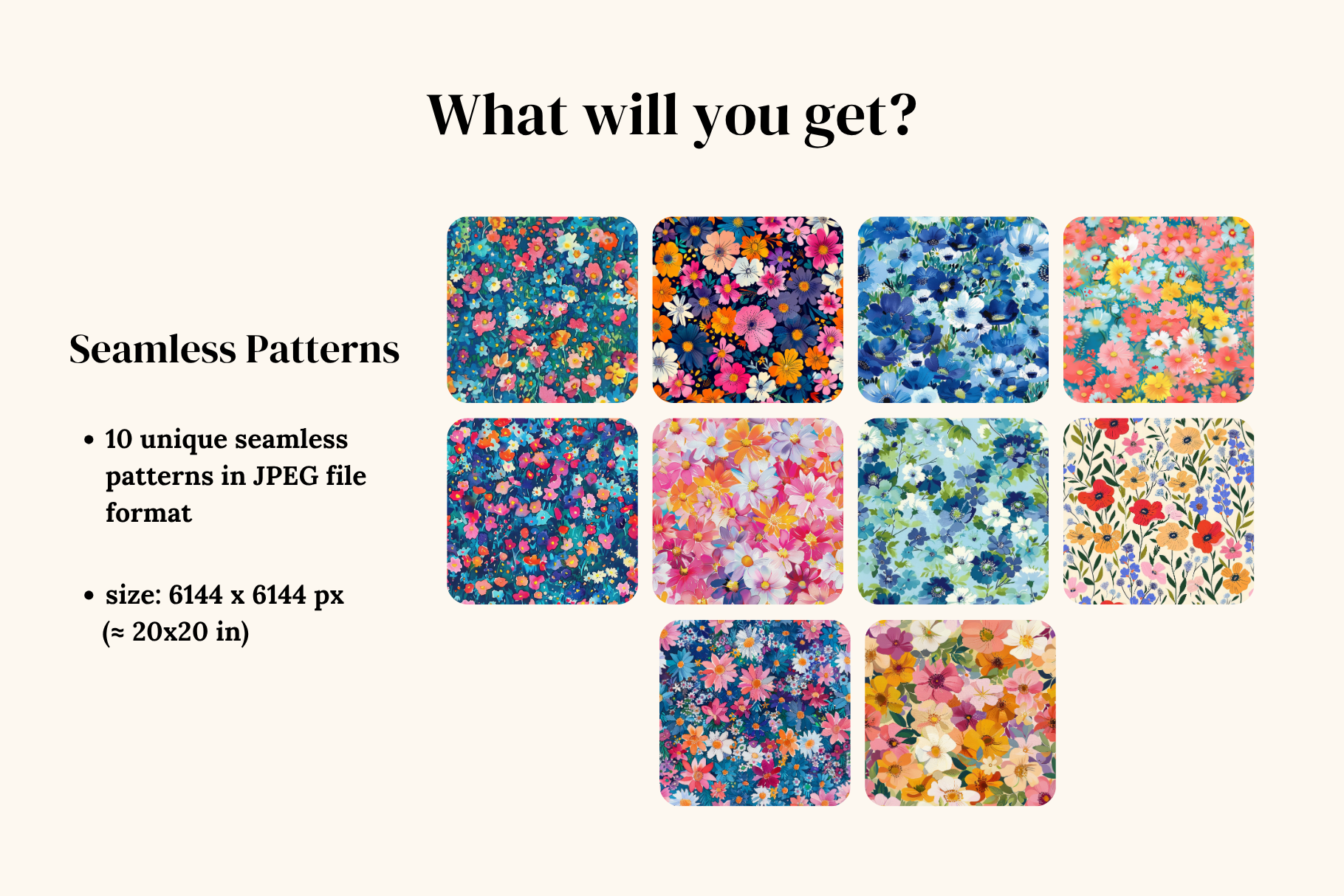 Confetti Meadow Painted Florals: Confetti Meadow is a set of 10 densely packed painted floral seamless patterns. - image 2