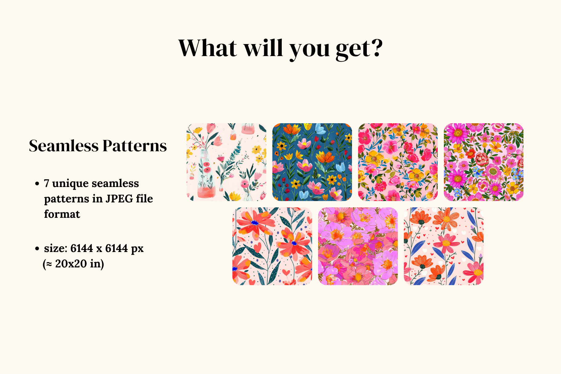 Sweetheart Garden Folk Florals: A curated collection of 7 original sweetheart garden folk florals seamless patterns. - image 2