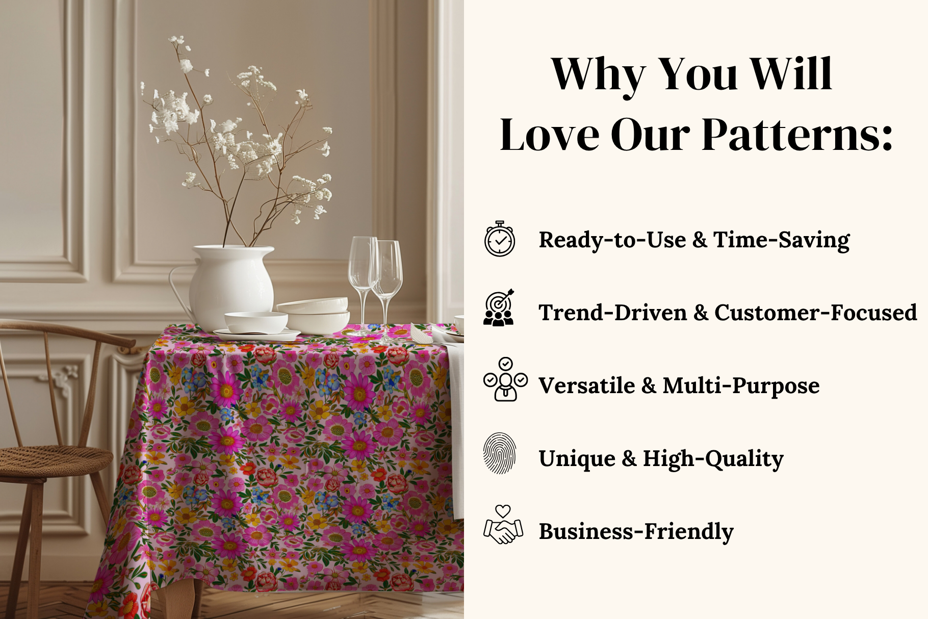 Sweetheart Garden Folk Florals: A curated collection of 7 original sweetheart garden folk florals seamless patterns. - image 4