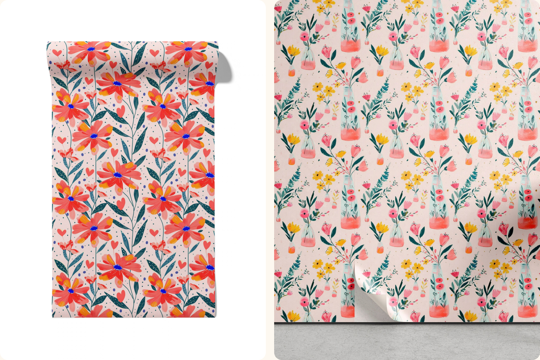 Sweetheart Garden Folk Florals: A curated collection of 7 original sweetheart garden folk florals seamless patterns. - image 8