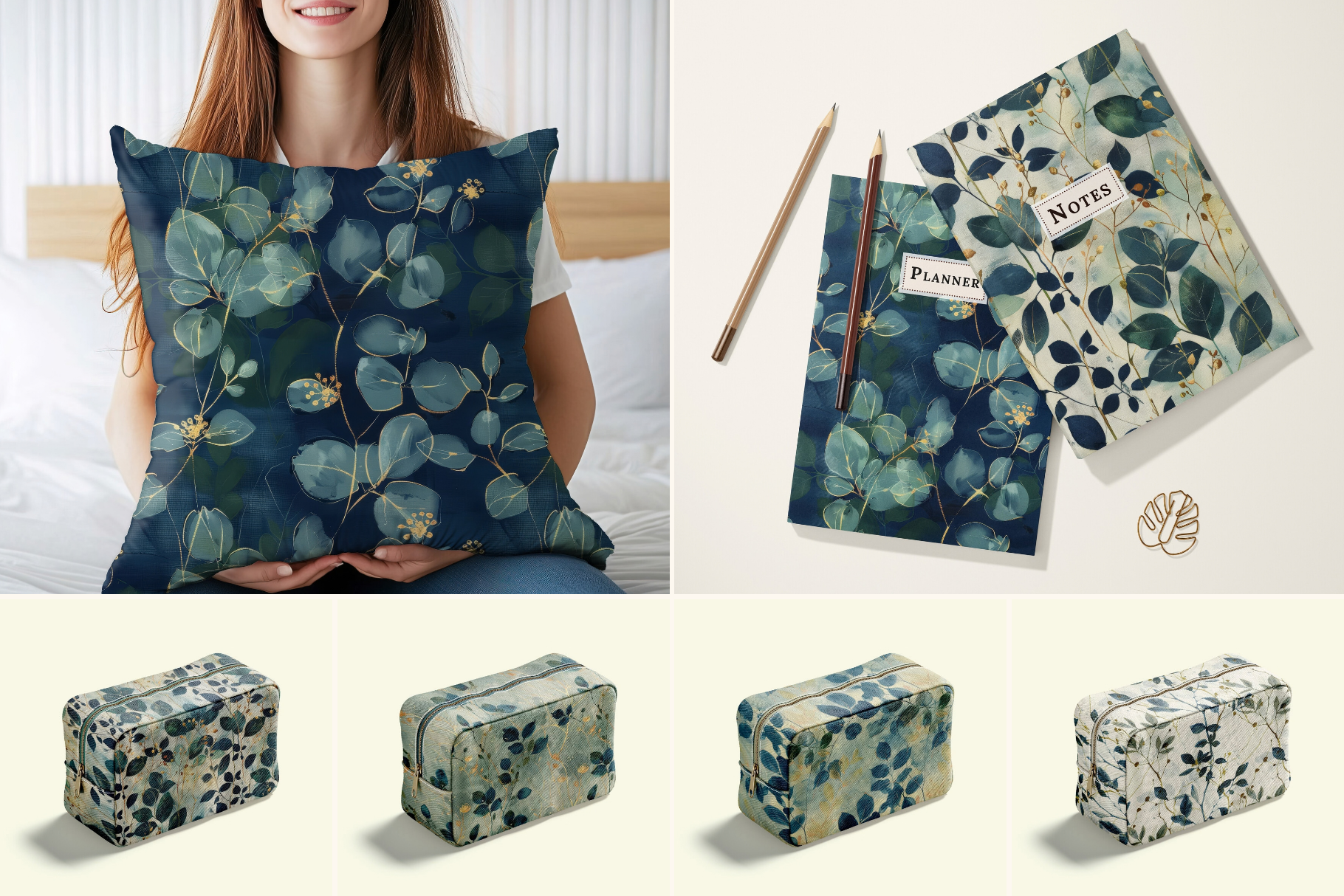 Indigo Grove Eucalyptus Botanicals: A curated collection of 6 original indigo grove eucalyptus botanicals seamless patterns. - image 5