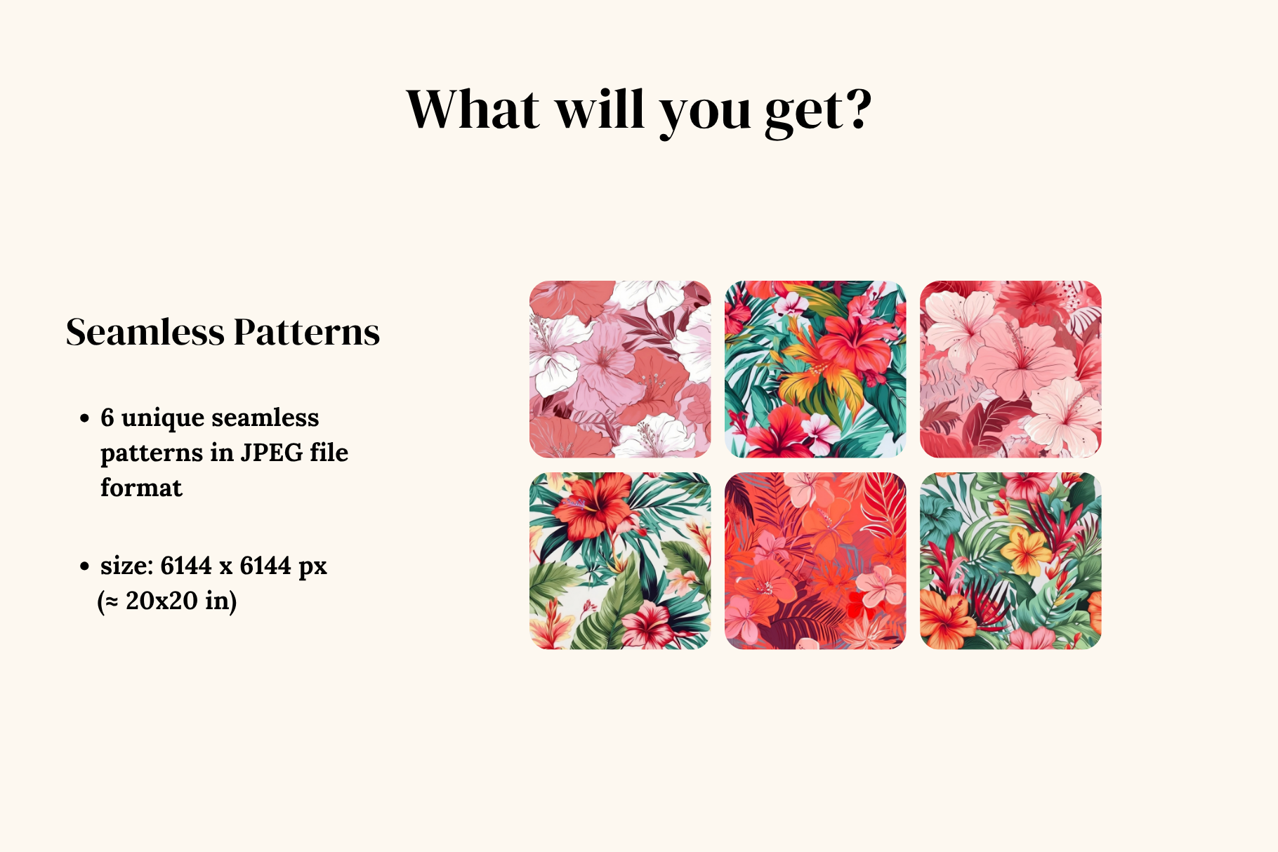 Coral Lagoon Hibiscus Florals: A curated collection of 6 original coral lagoon hibiscus florals seamless patterns. - image 2