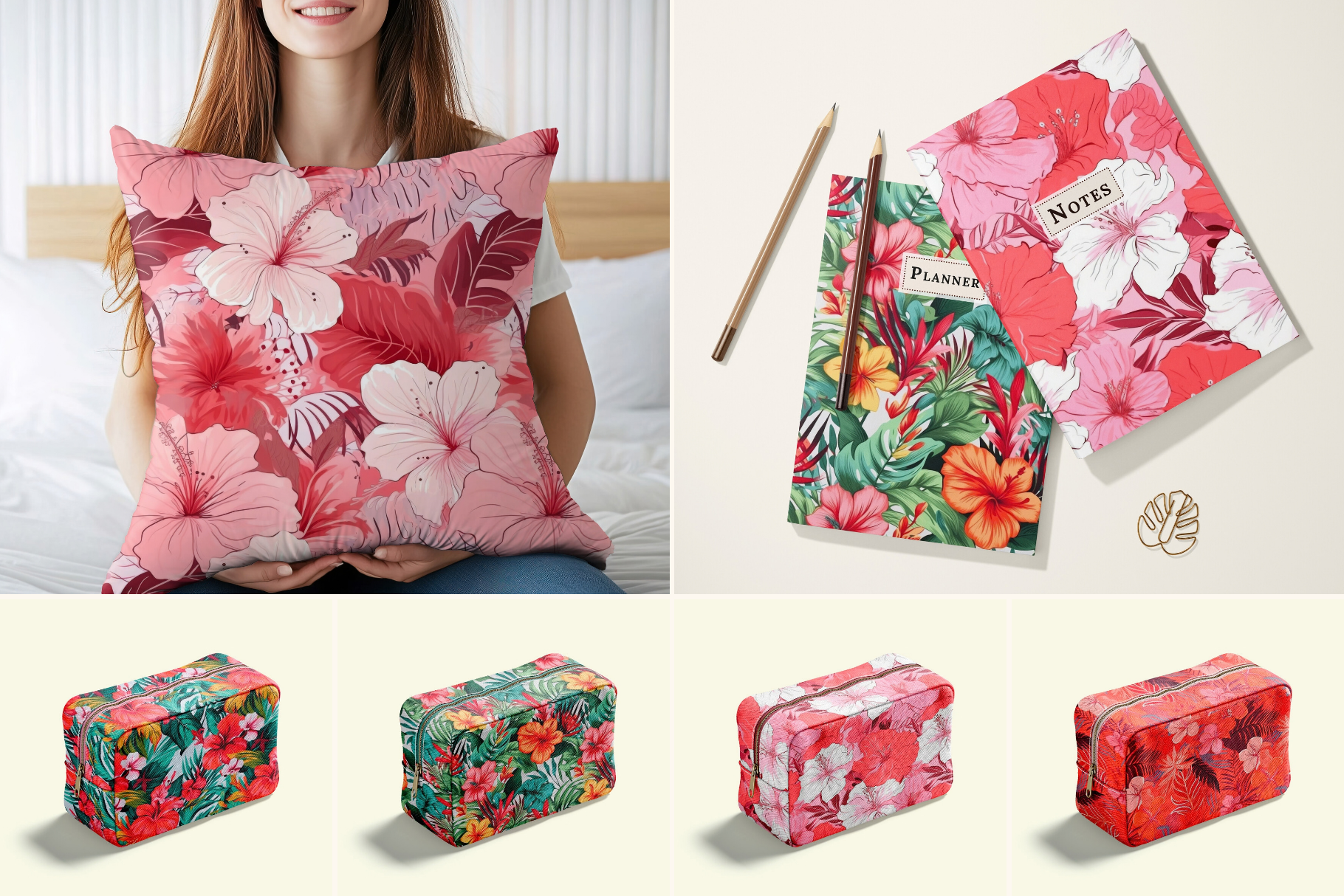 Coral Lagoon Hibiscus Florals: A curated collection of 6 original coral lagoon hibiscus florals seamless patterns. - image 5