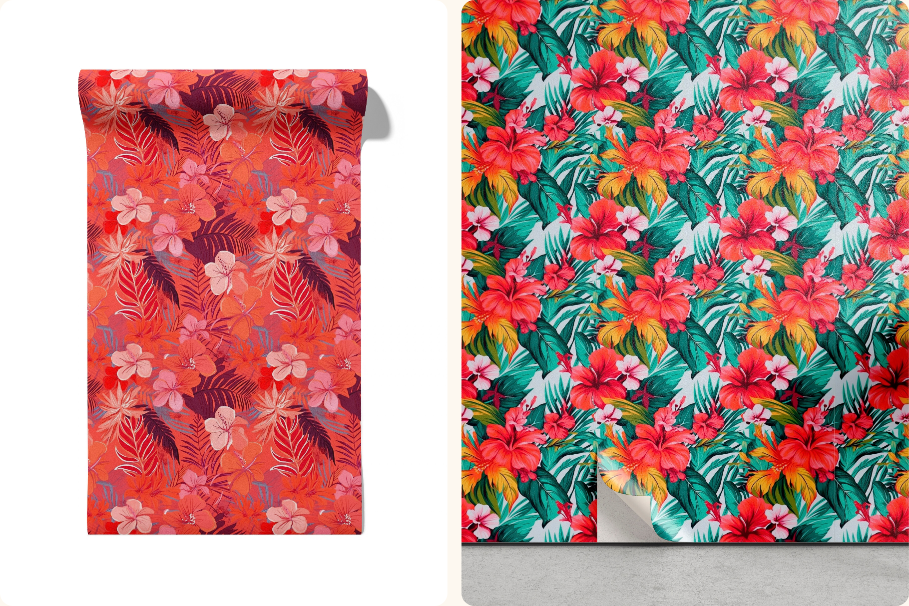 Coral Lagoon Hibiscus Florals: A curated collection of 6 original coral lagoon hibiscus florals seamless patterns. - image 8