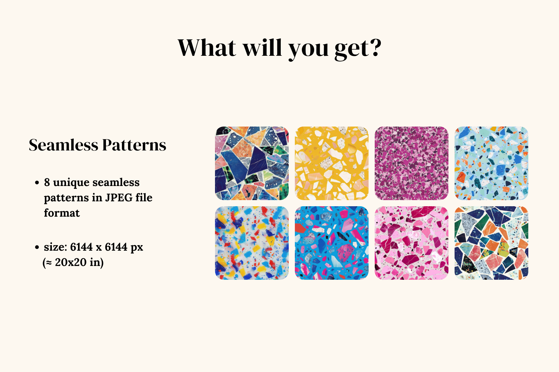Gelato Terrazzo Patterns: A curated collection of 8 original terrazzo seamless patterns. - image 2