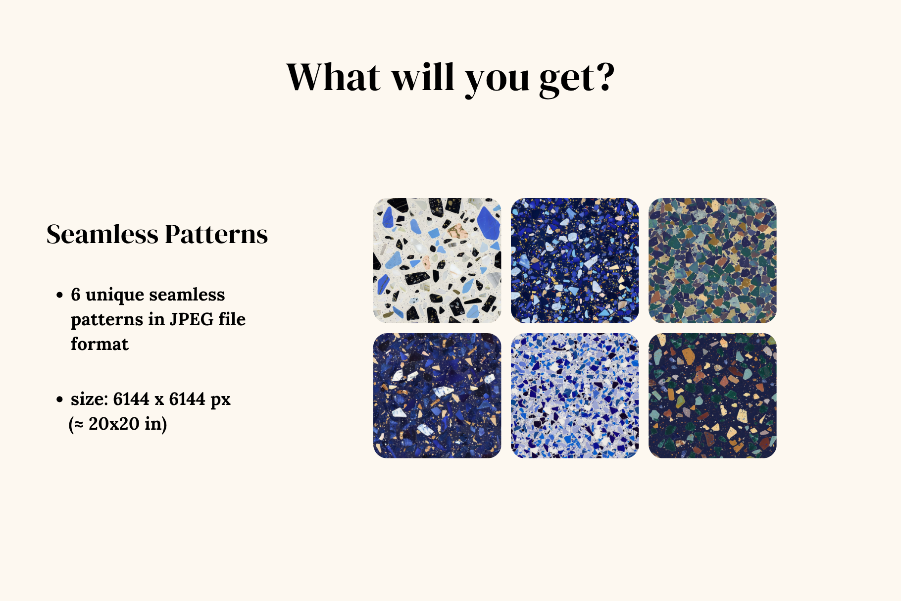 Lapis Terrazzo Patterns: A curated collection of 6 original blue terrazzo seamless patterns. - image 2